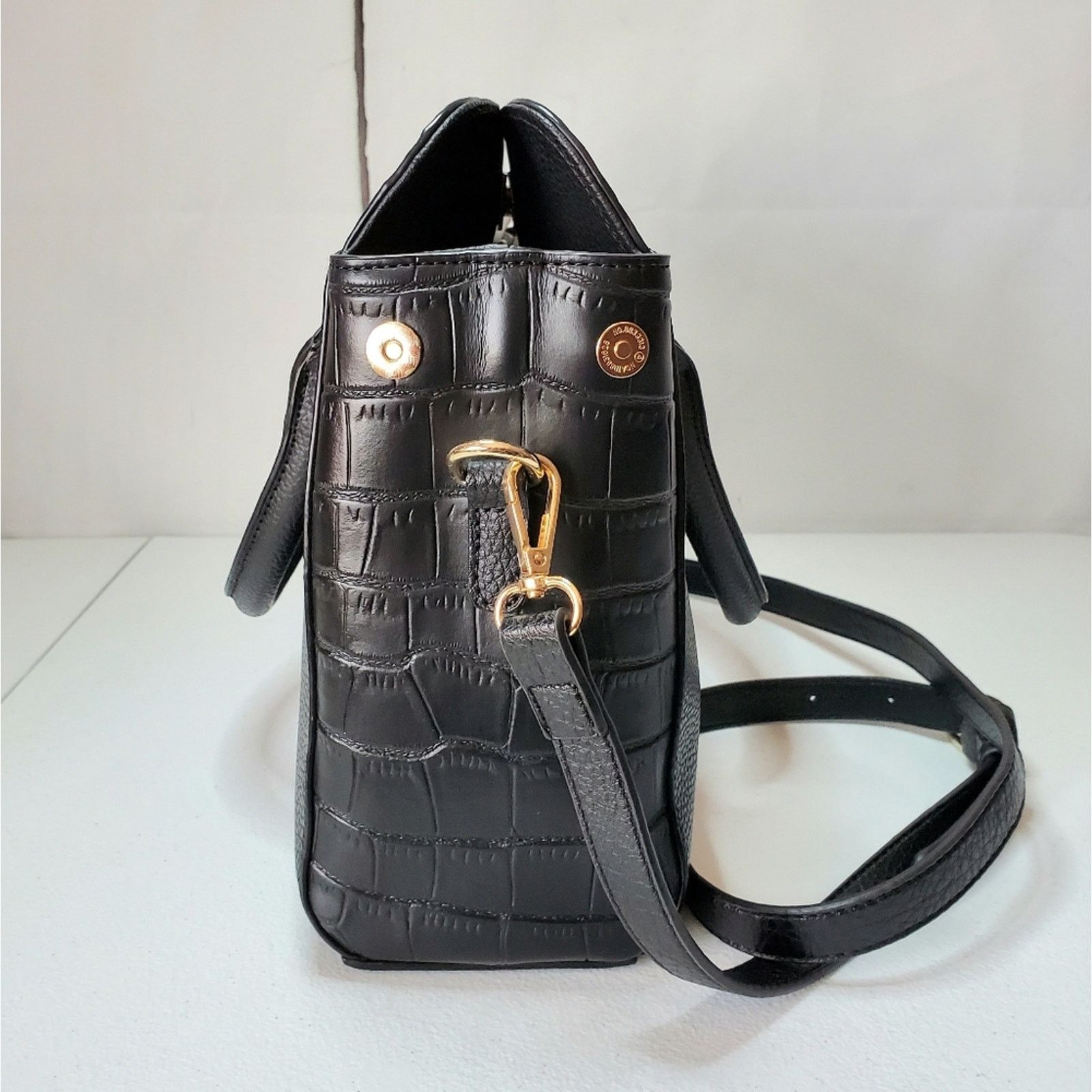 Designer Bob Mackie Rodeo Drive Croc Print Leather Satchel Handbag Size ONE SIZE - 10 Thumbnail