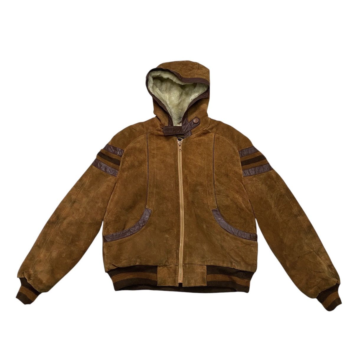 Genuine Leather Vintage 80s Suede leather sherpa hoodie jacket Size US M / EU 48-50 / 2 - 5 Thumbnail