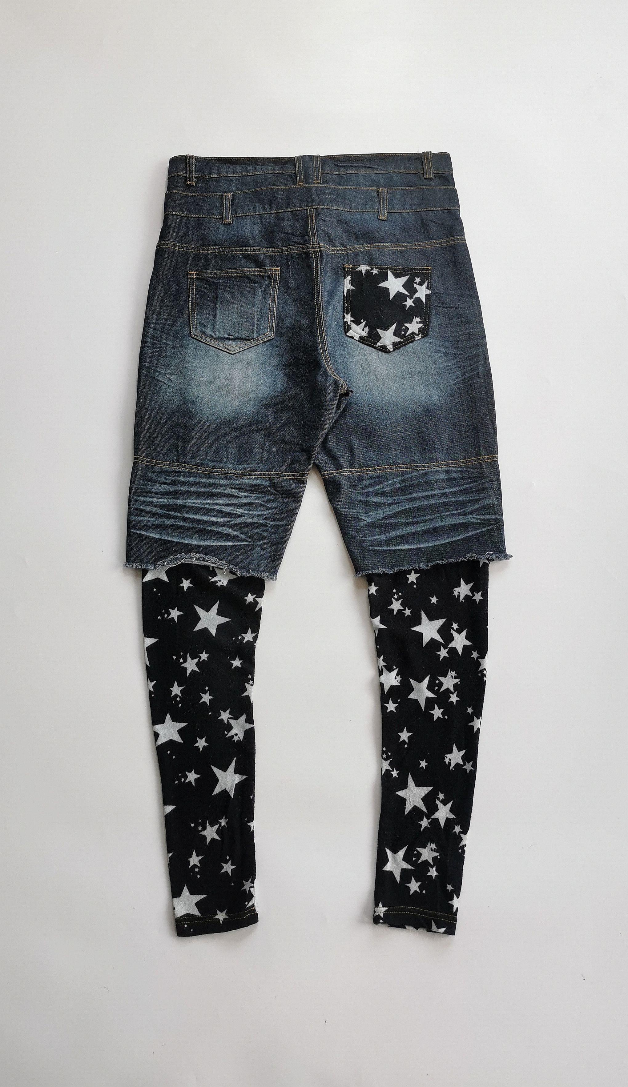 Sex Pot ReVeNGe Archive Punk Distressed DoubleWaist Jeans Skull Cutout Size US 33 - 2 Thumbnail