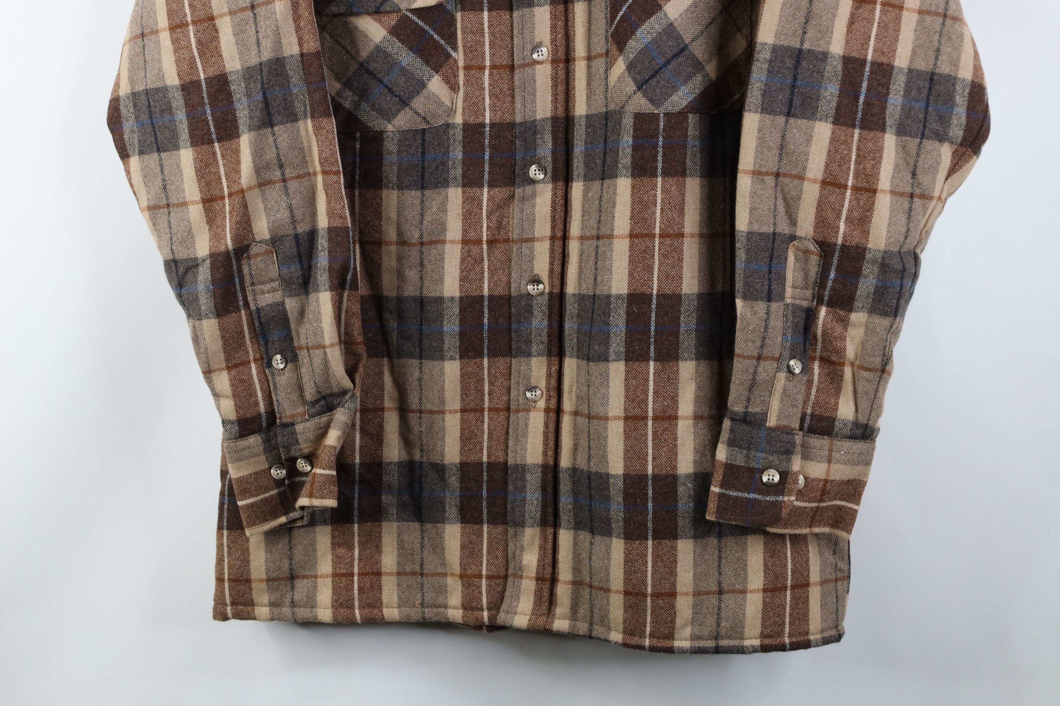 Vintage Vintage 70s Streetwear Wool Blend Quilted Shirt Jacket Plaid Size US M / EU 48-50 / 2 - 3 Thumbnail