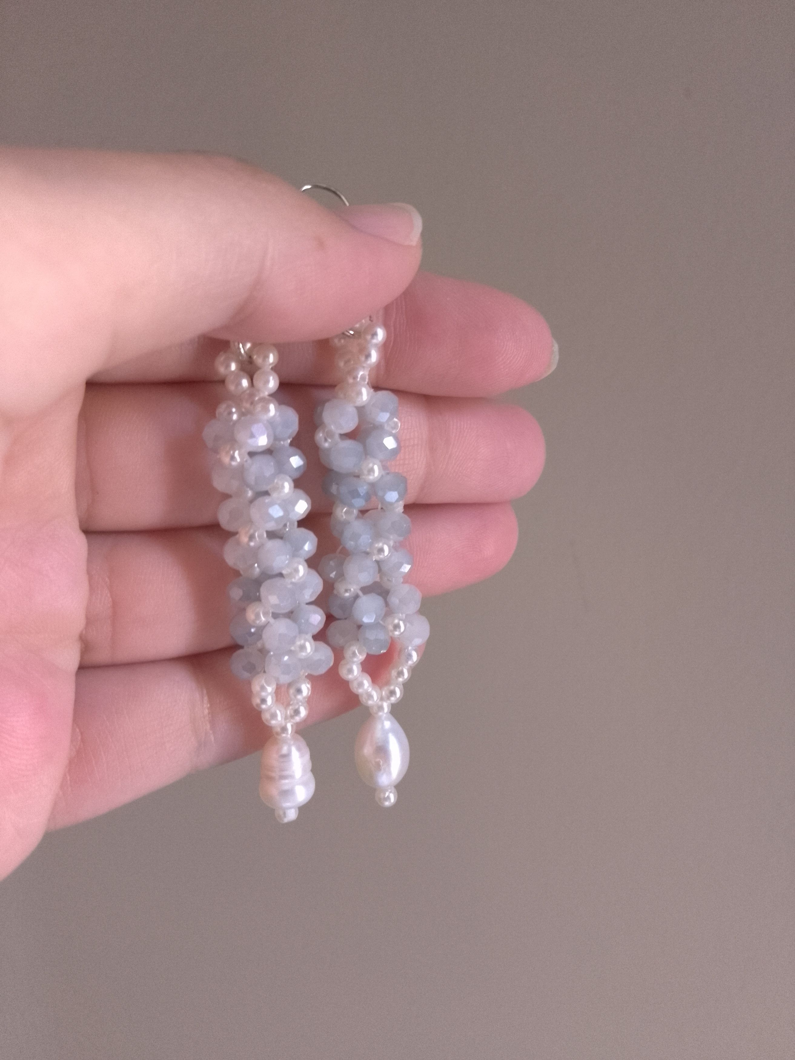Handmade Glamour earrings in crystal with Freshwater pearls Size ONE SIZE - 5 Thumbnail