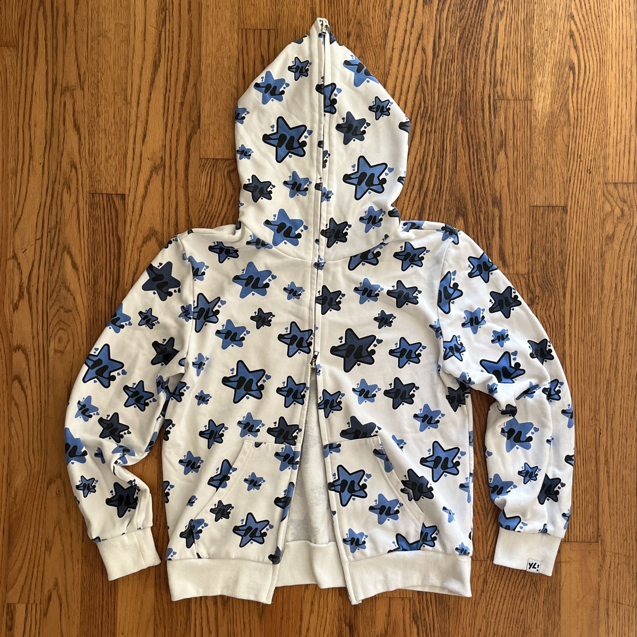 Japanese Brand YLSK White Star Print Zip Up Hoodie Size US S / EU 44-46 / 1 - 2 Thumbnail