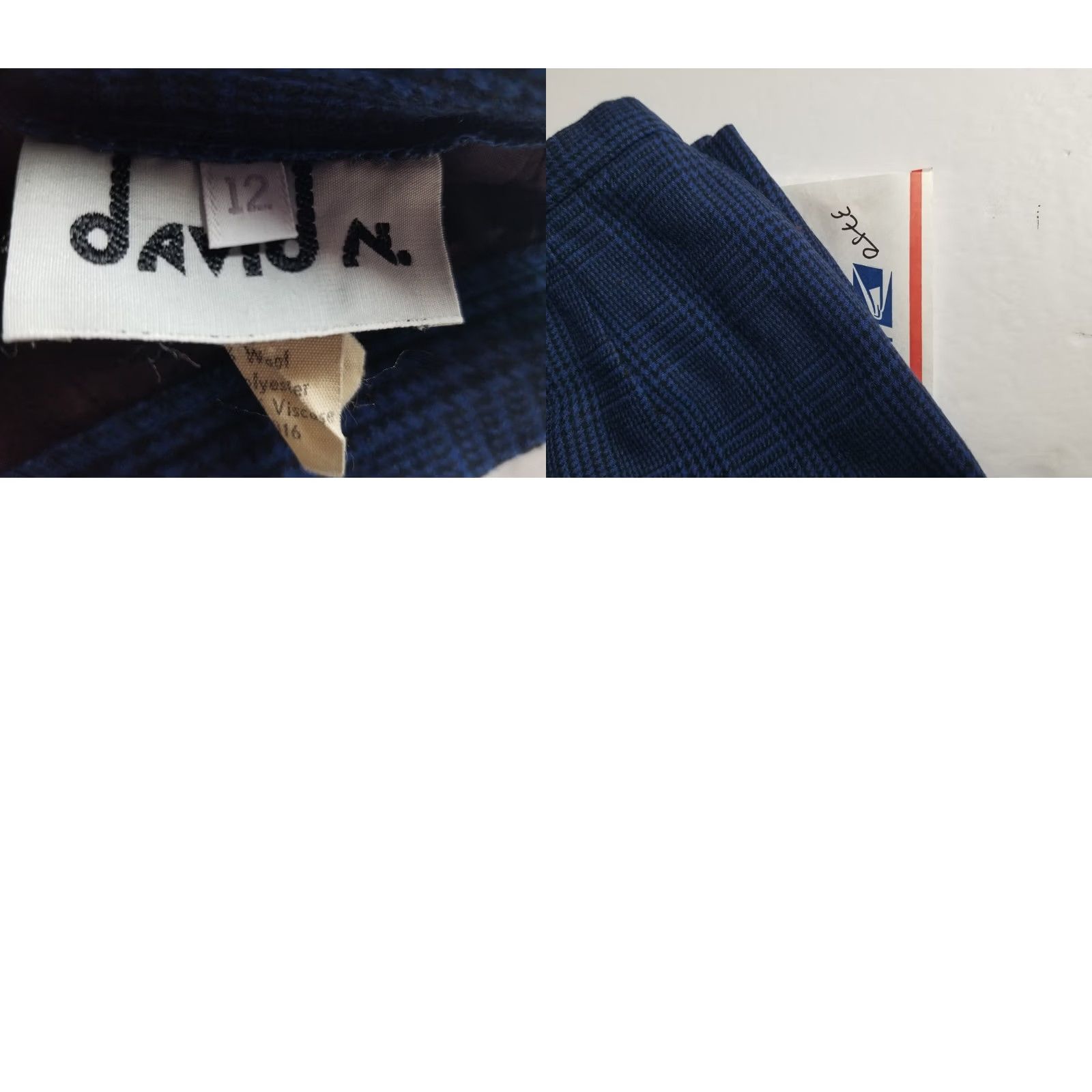 Vintage VINTAGE David N Skirt Midi Wool Plaid Blue Lined Fringe 80s Made In Italy Girls 12 Size 34" / US 12 / IT 48 - 8 Thumbnail