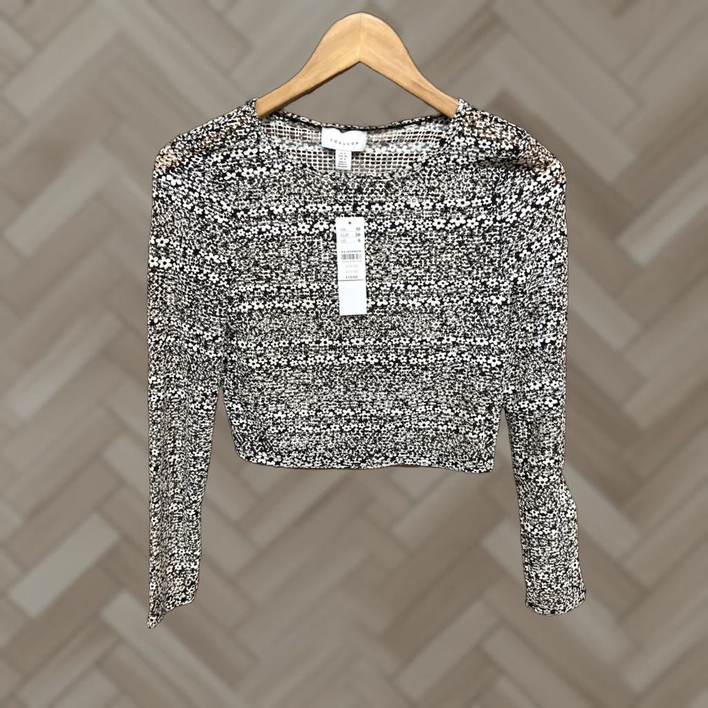 Topshop **Womens Topshop Floral Cropped Blouse Size 6 Long Sleeve** User: **Womens Topshop Floral Cropped Blouse Size 6 Long Sleeve** Size M / US 6-8 / IT 42-44 - 1 Thumbnail