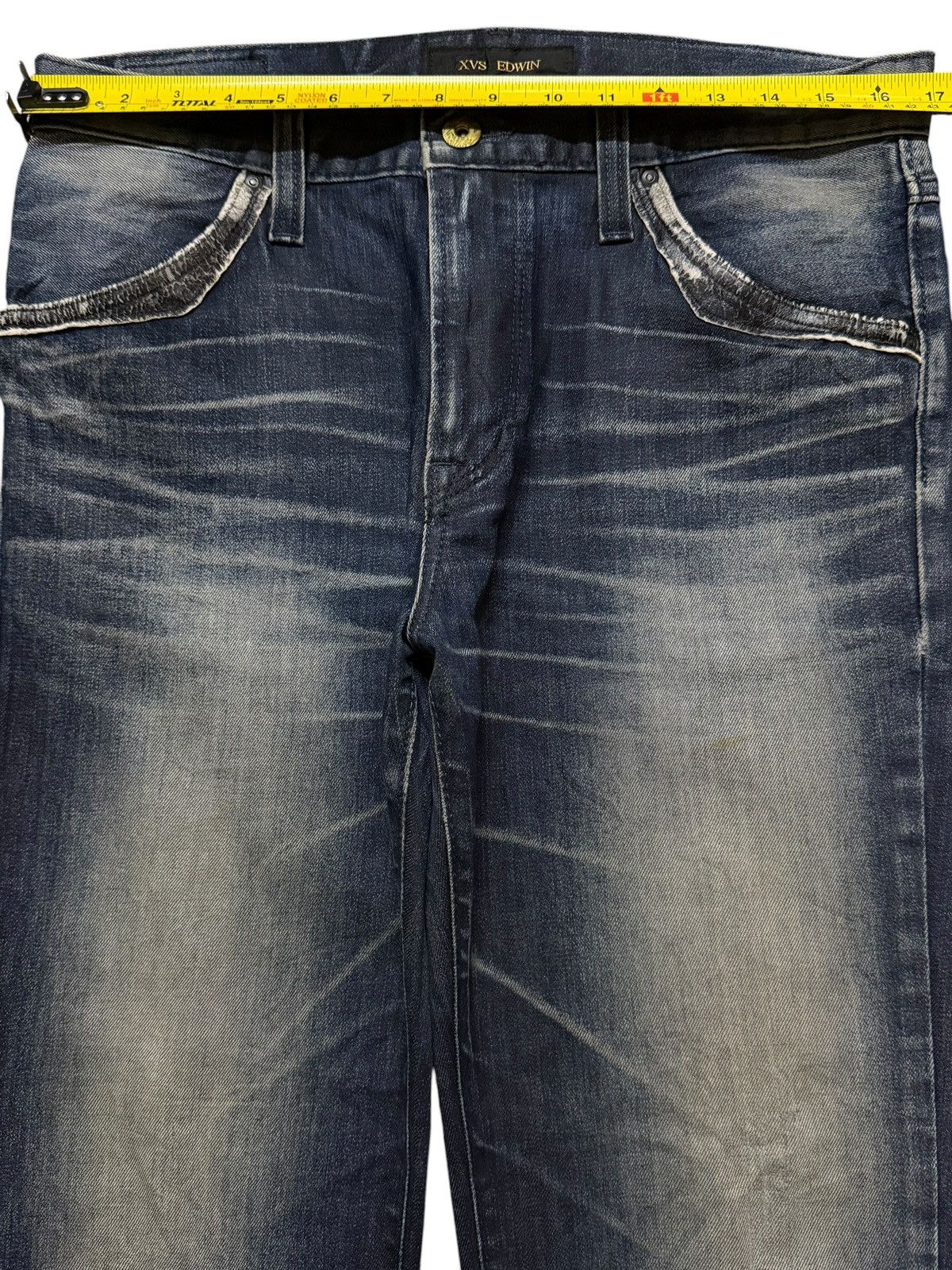 Edwin Vintage 90s Edwin XV Blue Faded Whisker Regular Straight Fit Size US 33 - 9 Thumbnail