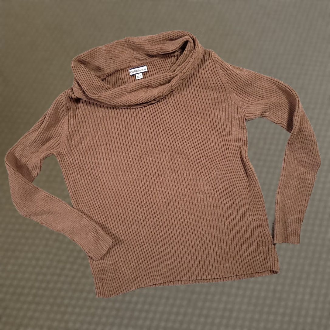 Croft & Barrow Croft & Barrow Sweater Women L Brown Cowl Neck Long Sleeve Ribbed Knit Size L / US 10 / IT 46 - 1 Thumbnail