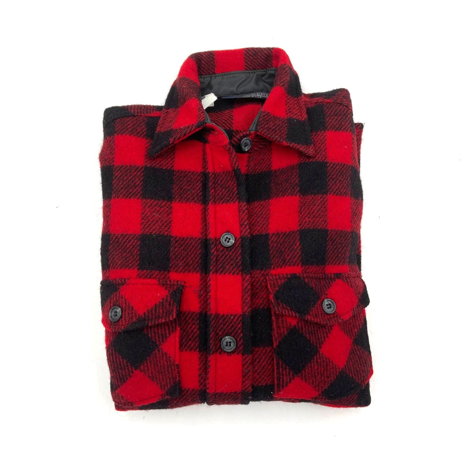 Lands' End × Vintage Lands' End Buffalo Check Wool Shirt Vintage Red Black Plaid Size M / US 6-8 / IT 42-44 - 9 Thumbnail
