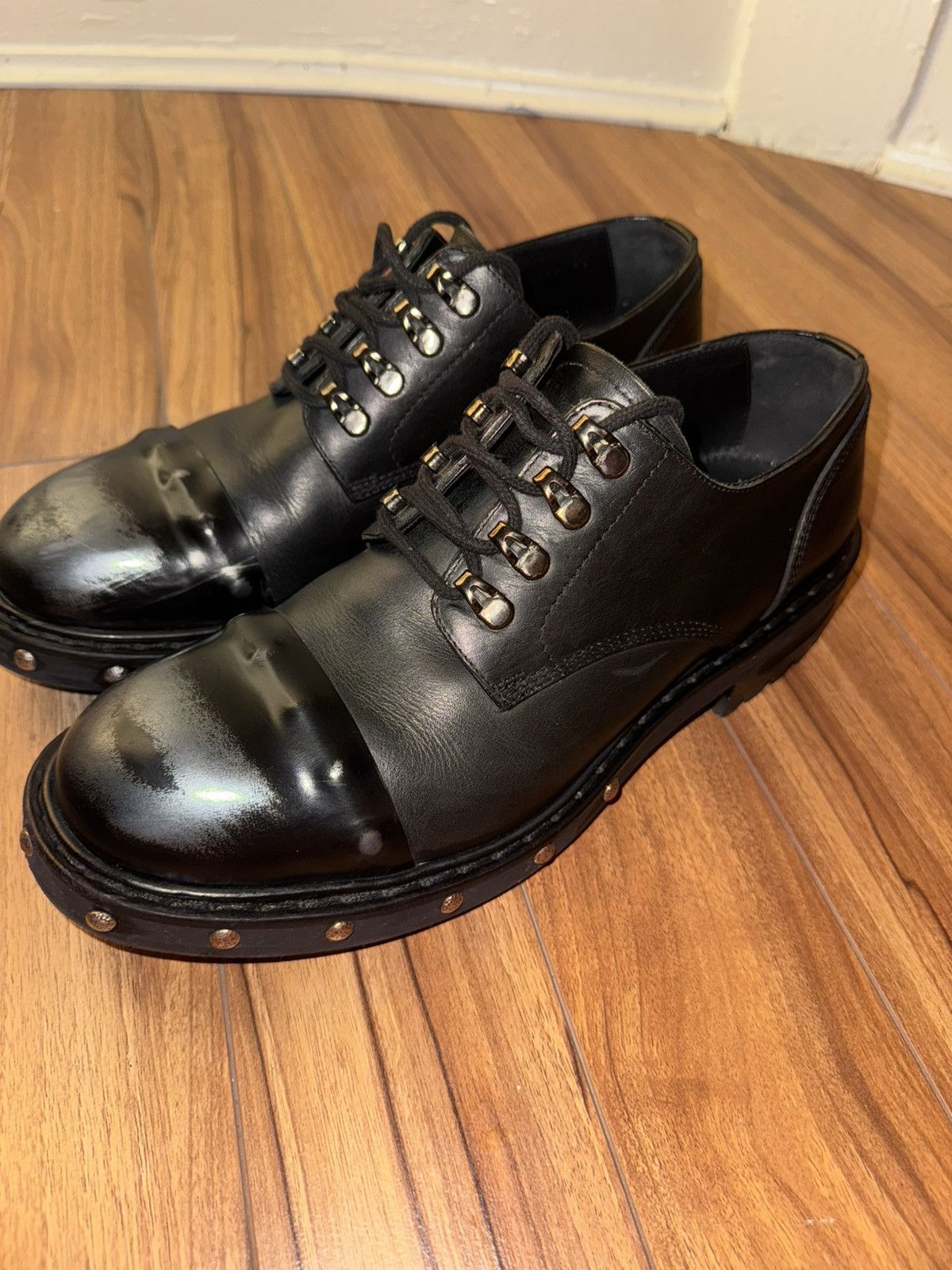 Alexander McQueen Alexander McQueen Hobnail Leather Derby Shoes Men's - 41 Size US 8 / EU 41 - 8 Thumbnail