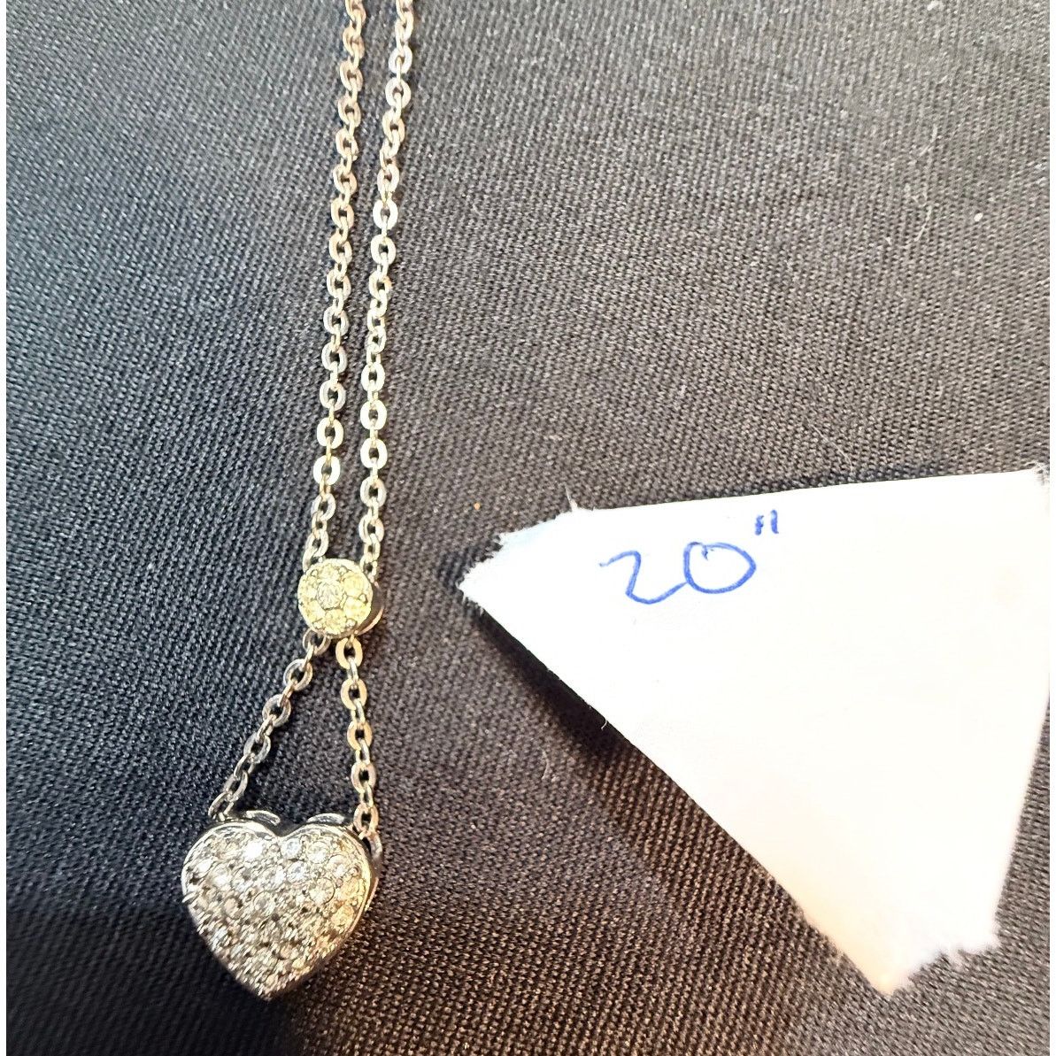 Other Vintage Piscitelli Pave Heart Pendant Necklace 20” Signed Size ONE SIZE - 7 Thumbnail