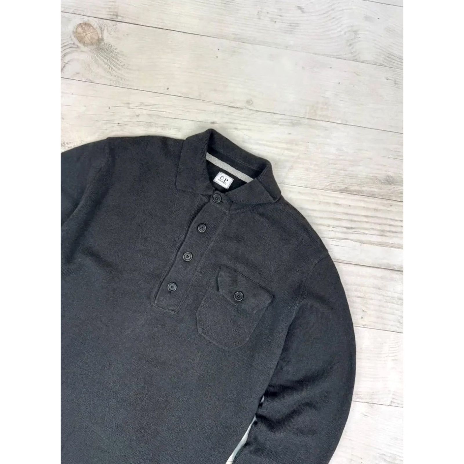 Vintage Cp Company Wool Knit Polo Sweater Men Size 52 Gray Size US L / EU 52-54 / 3 - 2 Thumbnail