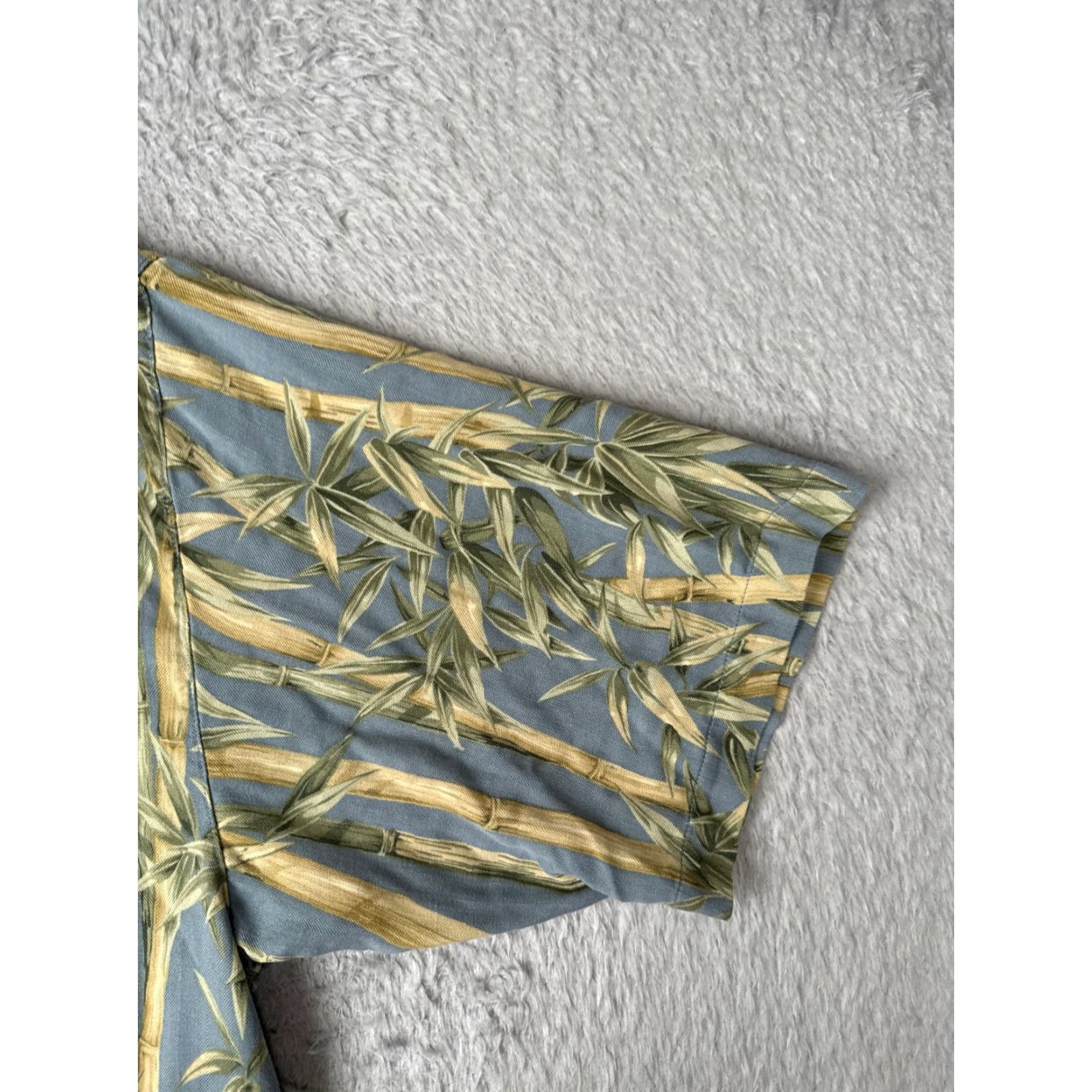 Vintage Jamaica Jaxx Shirt Men Medium Blue Bamboo Leaf Floral Hawaiian 100% Silk Button Up Size US M / EU 48-50 / 2 - 2 Thumbnail