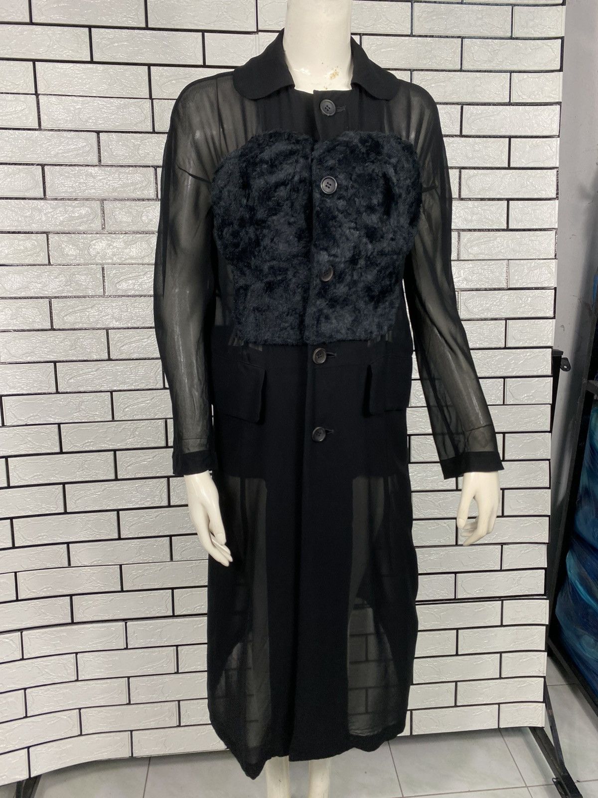 Comme des Garcons 🔥AD2015 COMME DES GARCONS SHEER DRAPED DUSTER DRESS RUNWAY Size XS / US 0-2 / IT 36-38 - 4 Thumbnail