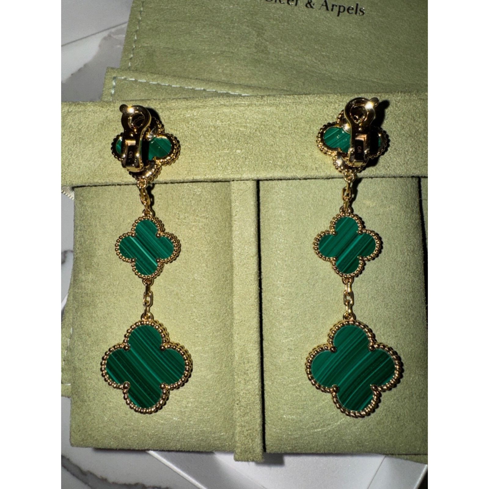 Van Cleef & Arpels Van Cleef Alhambra Earrings 3 Motifs Malachite Green Gold Size ONE SIZE - 13 Thumbnail