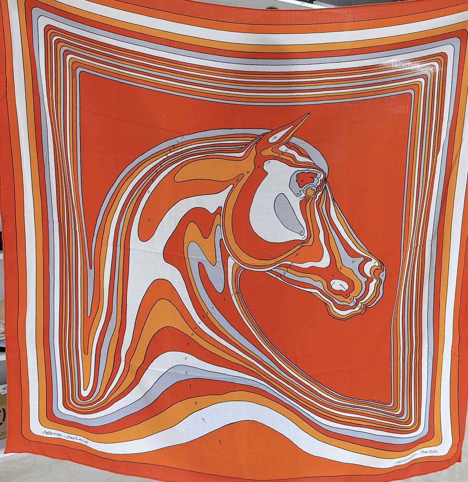 Hermes Hermes Orange Horsehead Cashmere Scarf 140x140cm NWT 92 Size ONE SIZE - 5 Thumbnail