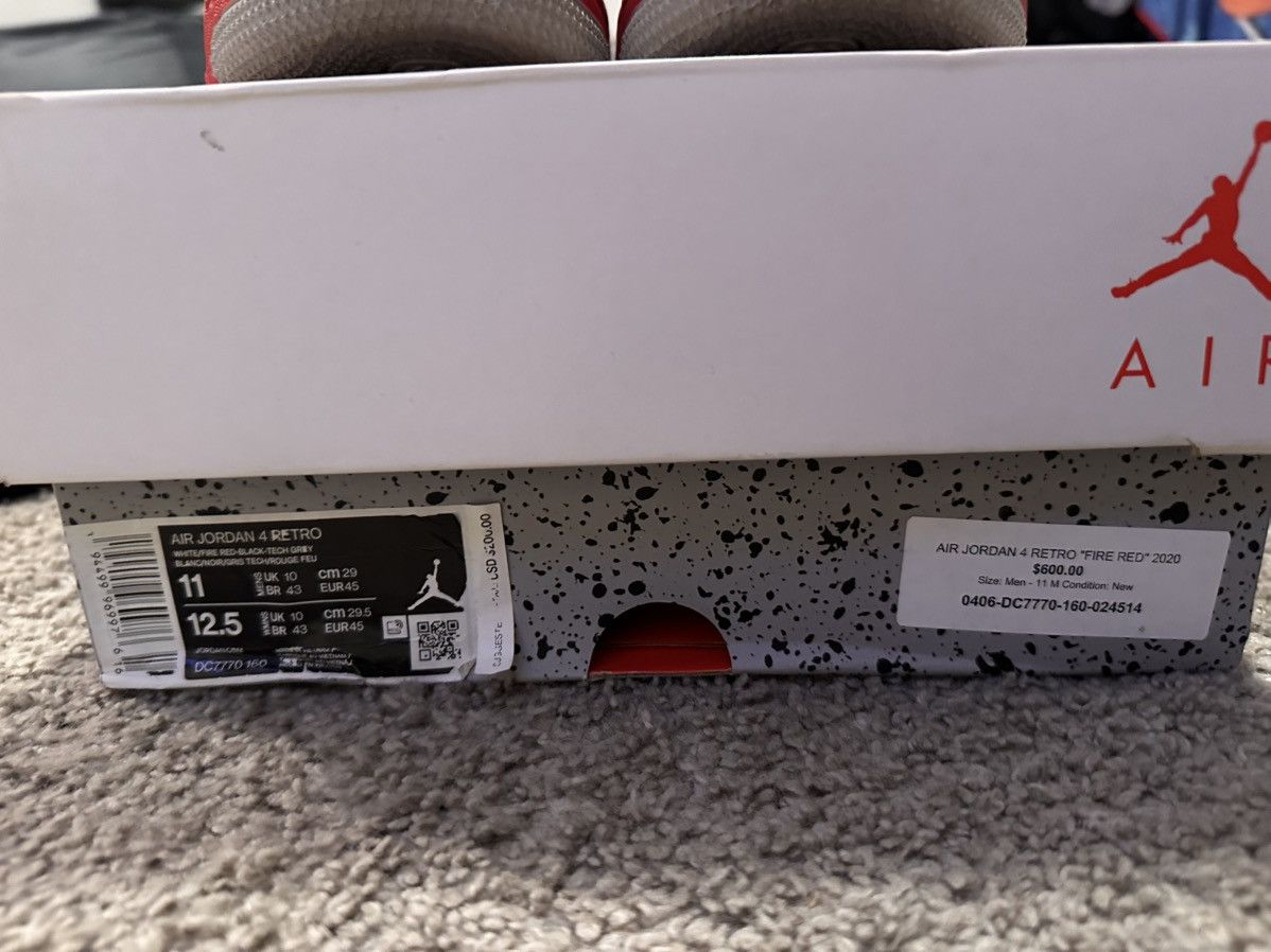 Jordan Brand Air Jordan 4 Retro Fire Red Size US 11 / EU 44 - 8 Thumbnail