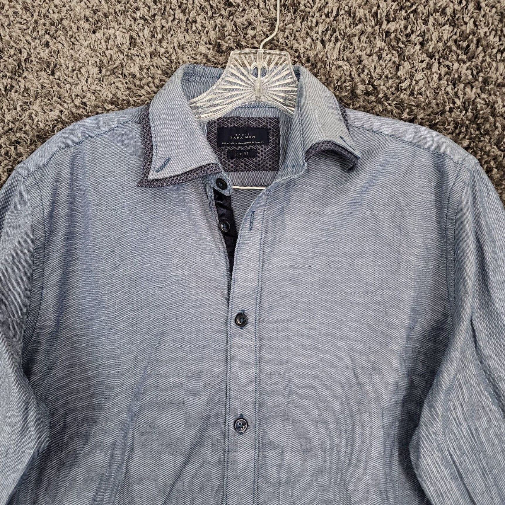 Zara Zara Man Slim Button-Up Long Sleeve Shirt Blue M Mens Size US M / EU 48-50 / 2 - 3 Thumbnail