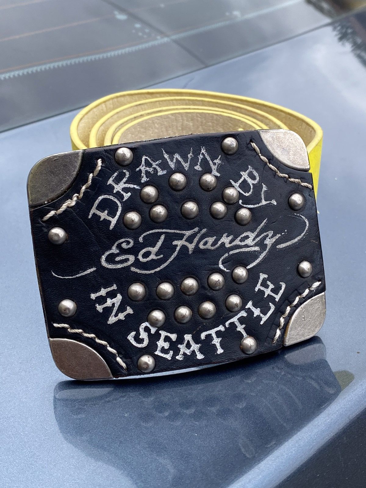 Ed Hardy 🔥 Y2K ED HARDY BELT SEATTLE STUDDED VINTAGE RARE FIND Size ONE SIZE - 2 Thumbnail