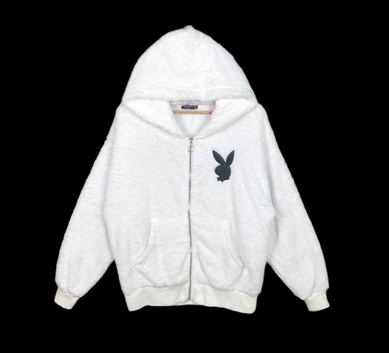 Vintage Playboy Bunny Faux Fur Hoodie Sweatshirt