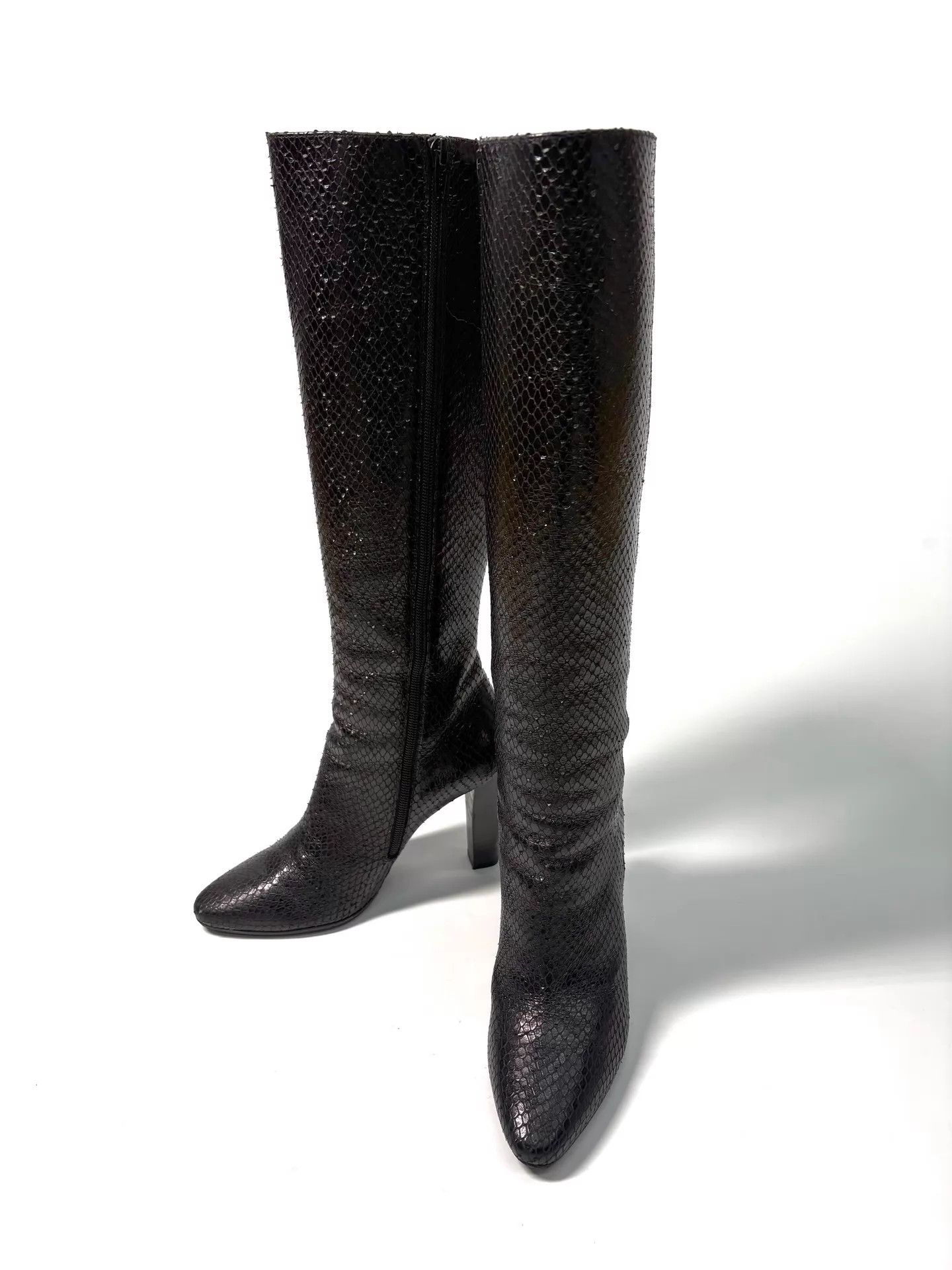 Saint Laurent Paris SLP 16AW Snake Print High Heel Knee Boots 36 Size US 5.5 / IT 35.5 - 1 Thumbnail