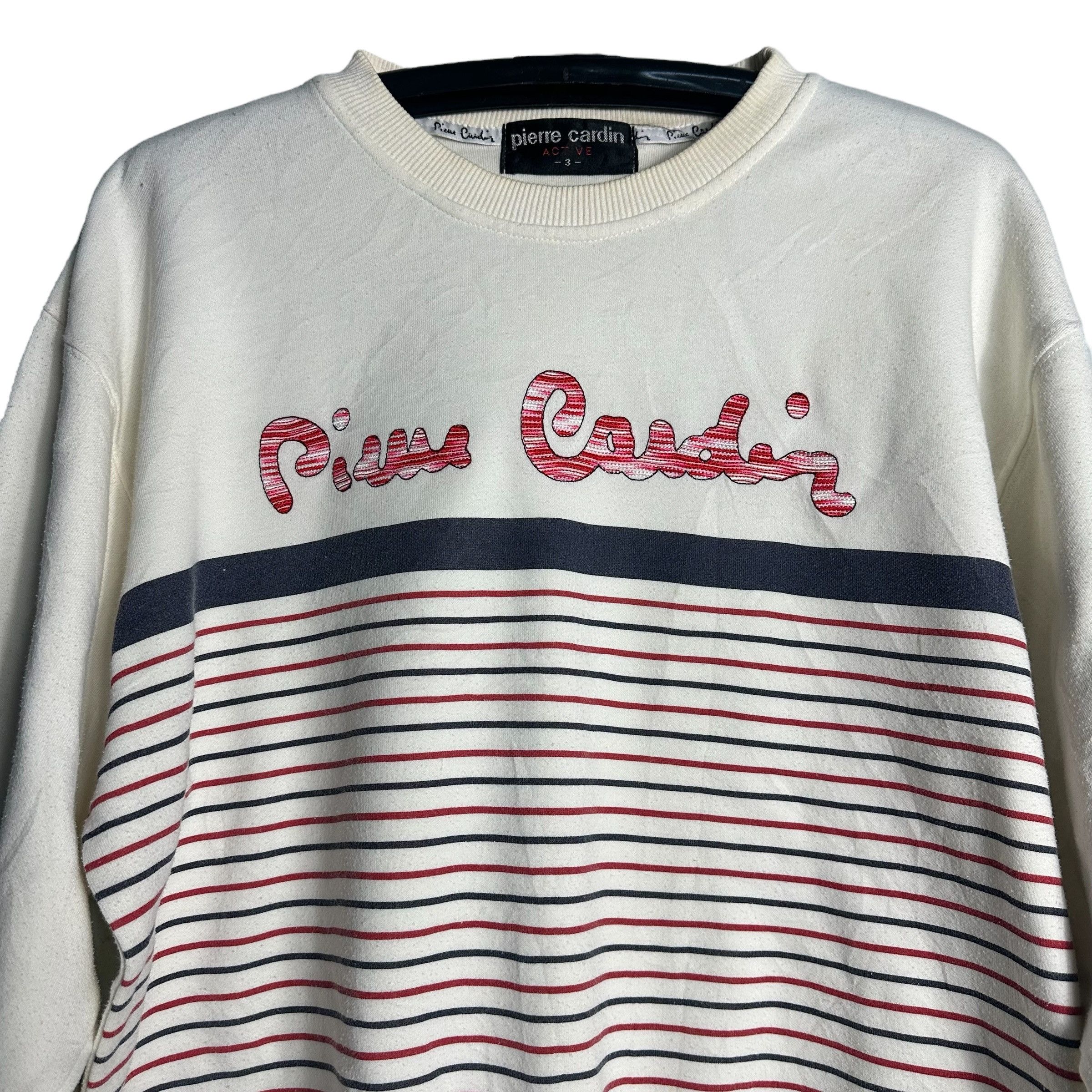 Pierre Cardin × Vintage 🔥RARE🔥Vintage Pierre Cardin Striped Spell Out Sweatshirt Size US L / EU 52-54 / 3 - 2 Thumbnail