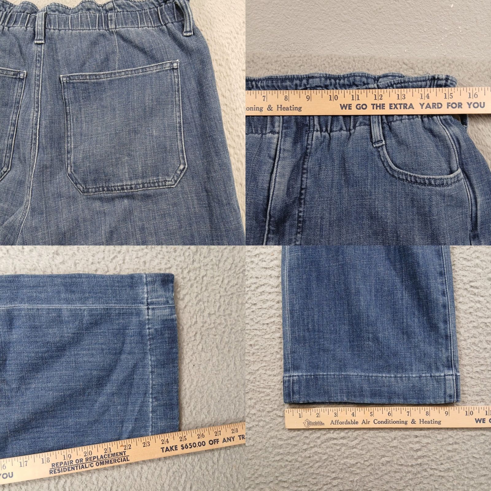J.Crew VINTAGE not applicable J.CREW Pull-On Wide Leg Denim Trousers Women's 30 Blue Elastic Waist EUC Size 30" / US 8 / IT 44 - 8 Thumbnail