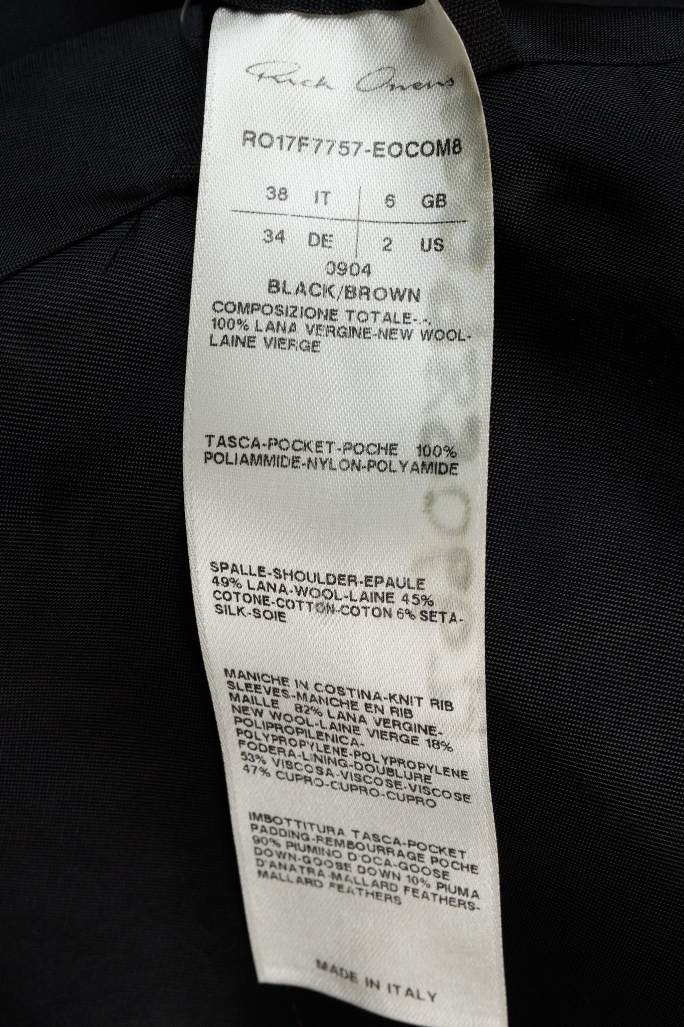 Rick Owens Rick Owens AW/17 Runway Wool Asymmetrical Front Zip Jacket Size XS / US 0-2 / IT 36-38 - 10 Thumbnail