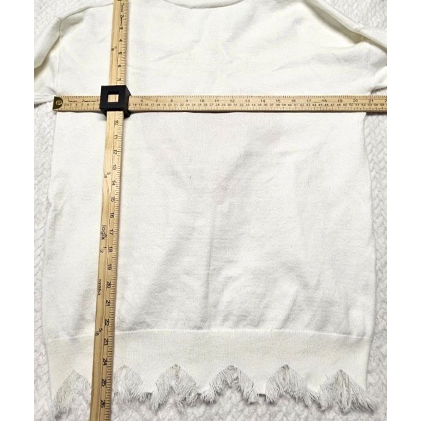 Vintage Women’s Heart Sweater Cream Knit Pullover Pink Heart Graphic Frayed L White Size L / US 10 / IT 46 - 4 Thumbnail