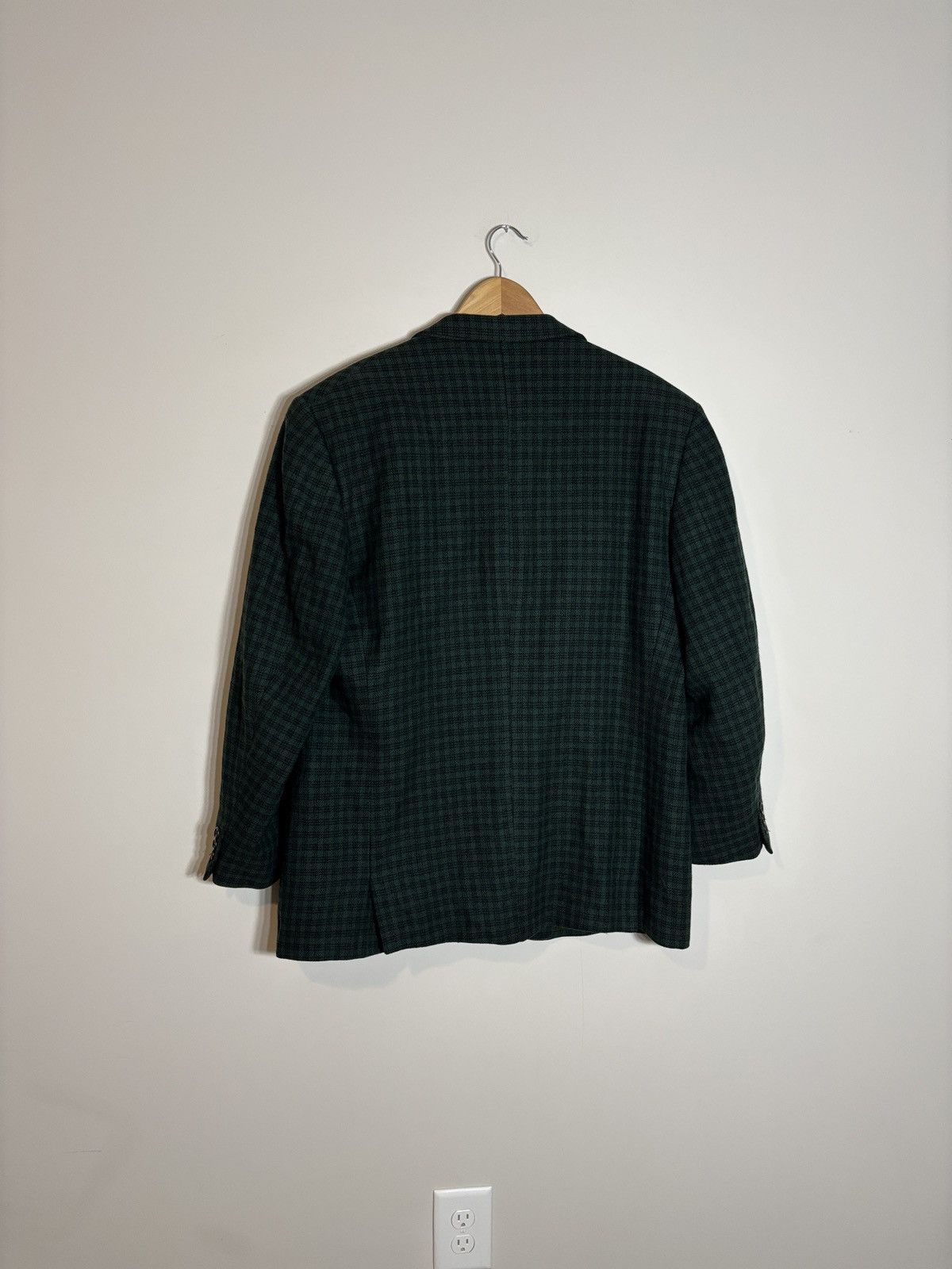 Versace Vintage Versace V2 Green Check Plaid Wool One Button Blazer Size 44R - 6 Thumbnail
