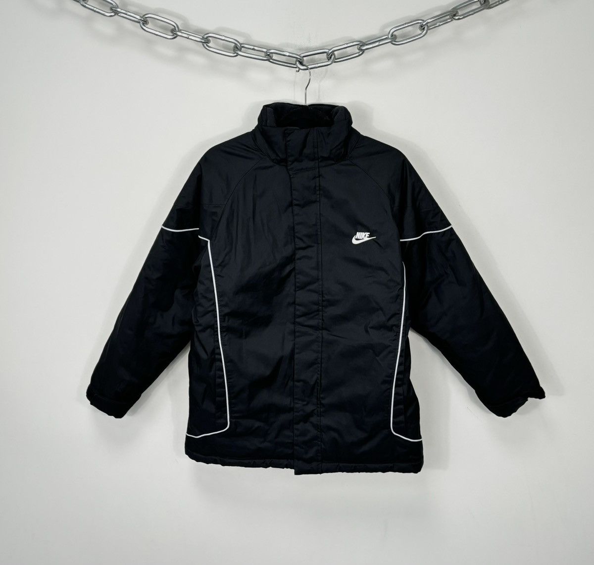 Nike Vintage Nike Big Swoosh Logo Black Hype Down Puffer Jacket Size US S / EU 44-46 / 1 - 2 Thumbnail