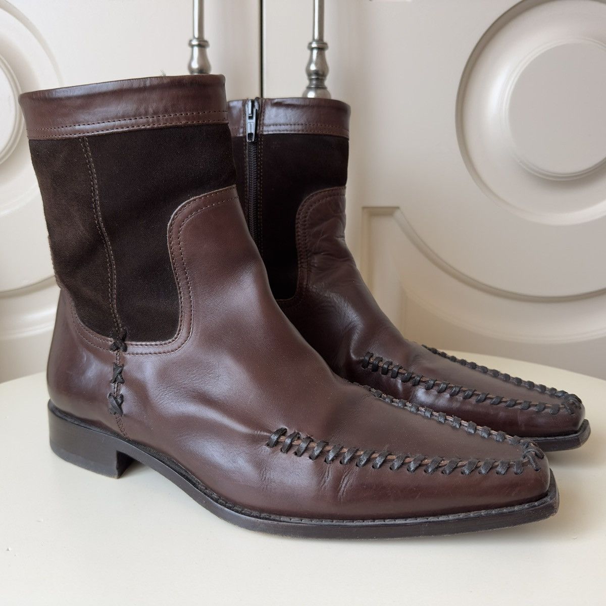 Dsquared2 Dsquared2 F/W 2003 Brown Leather Moc-Toe Zip Ankle Boots Size US 8.5 / EU 41-42 - 2 Thumbnail