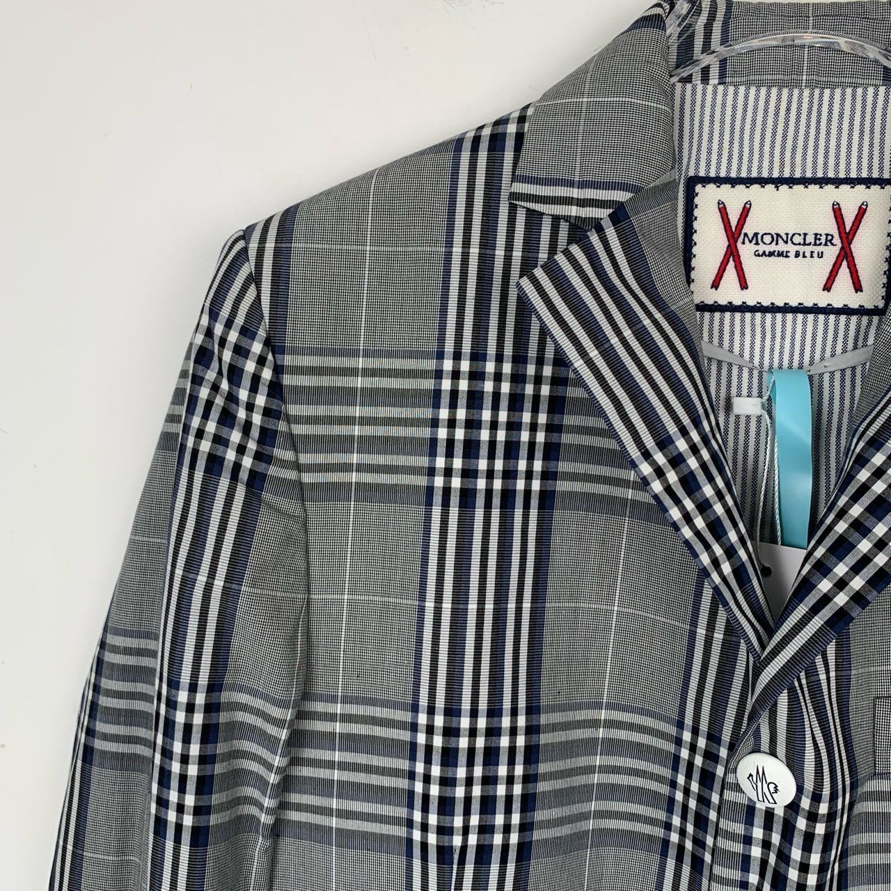 Moncler Moncler Grey Checkered Cotton Blazer Size US XS / EU 42 / 0 - 3 Thumbnail