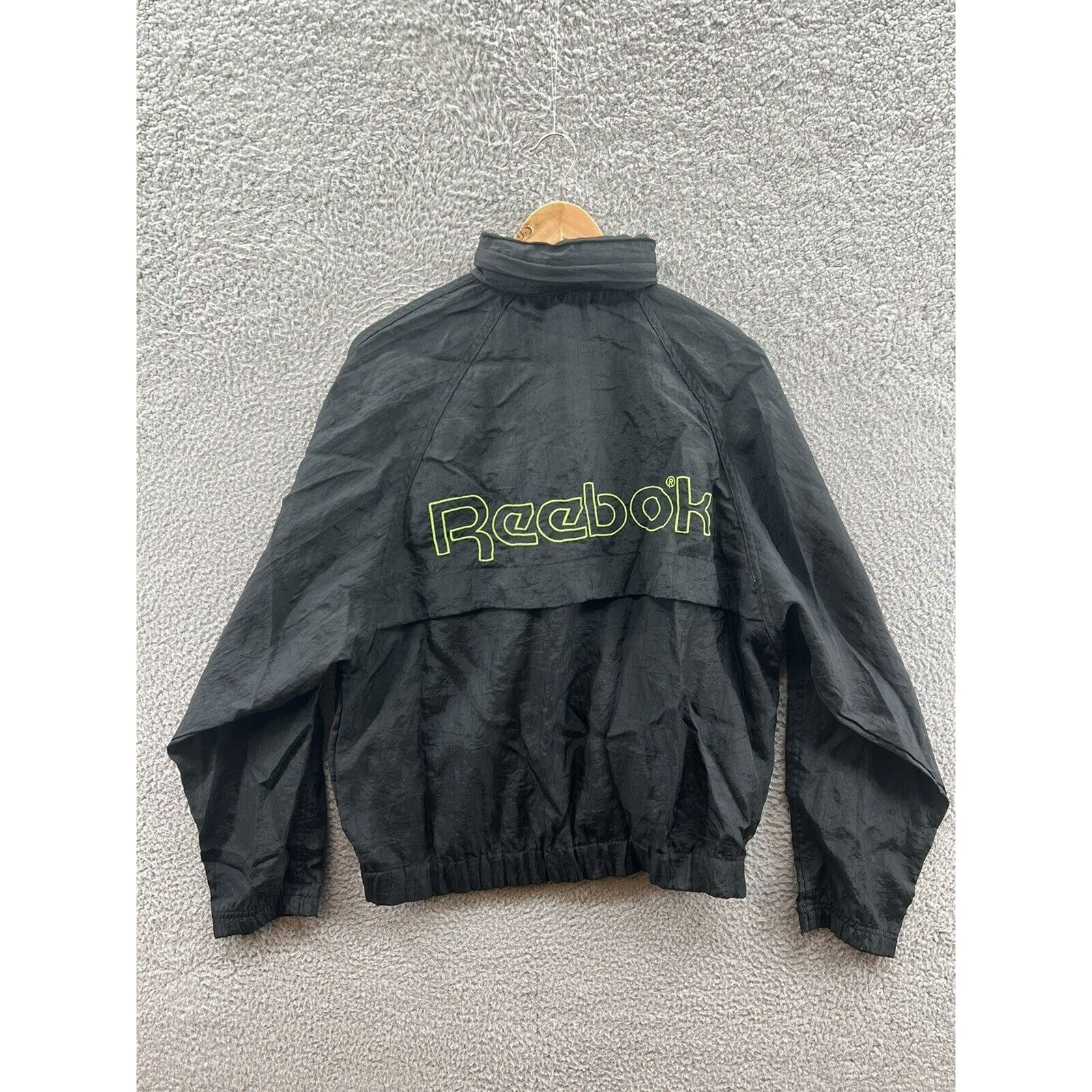 Reebok Reebok Windbreaker Jacket Neon Green Logo Packable Hood Size US M / EU 48-50 / 2 - 2 Thumbnail