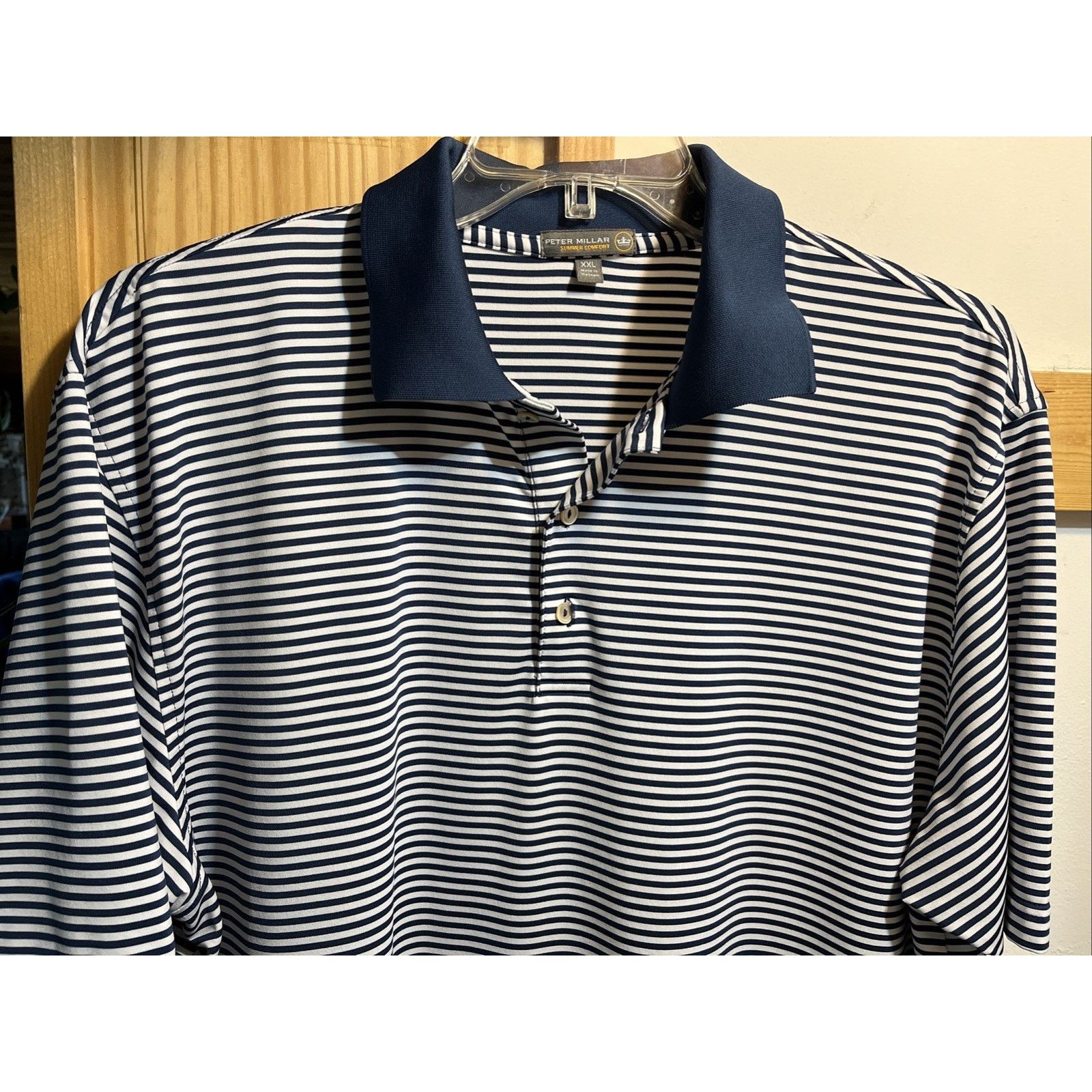 Peter Millar PETER MILLAR Men’s XXL Navy Blue Striped Polo Shirt Golf Size US XXL / EU 58 / 5 - 5 Thumbnail