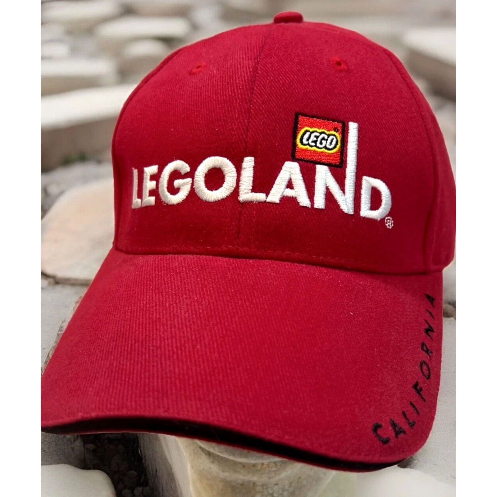LEGO Legoland California Hat 2004 Red Embroidered Cap Adjustable Strap Back Size ONE SIZE - 2 Thumbnail