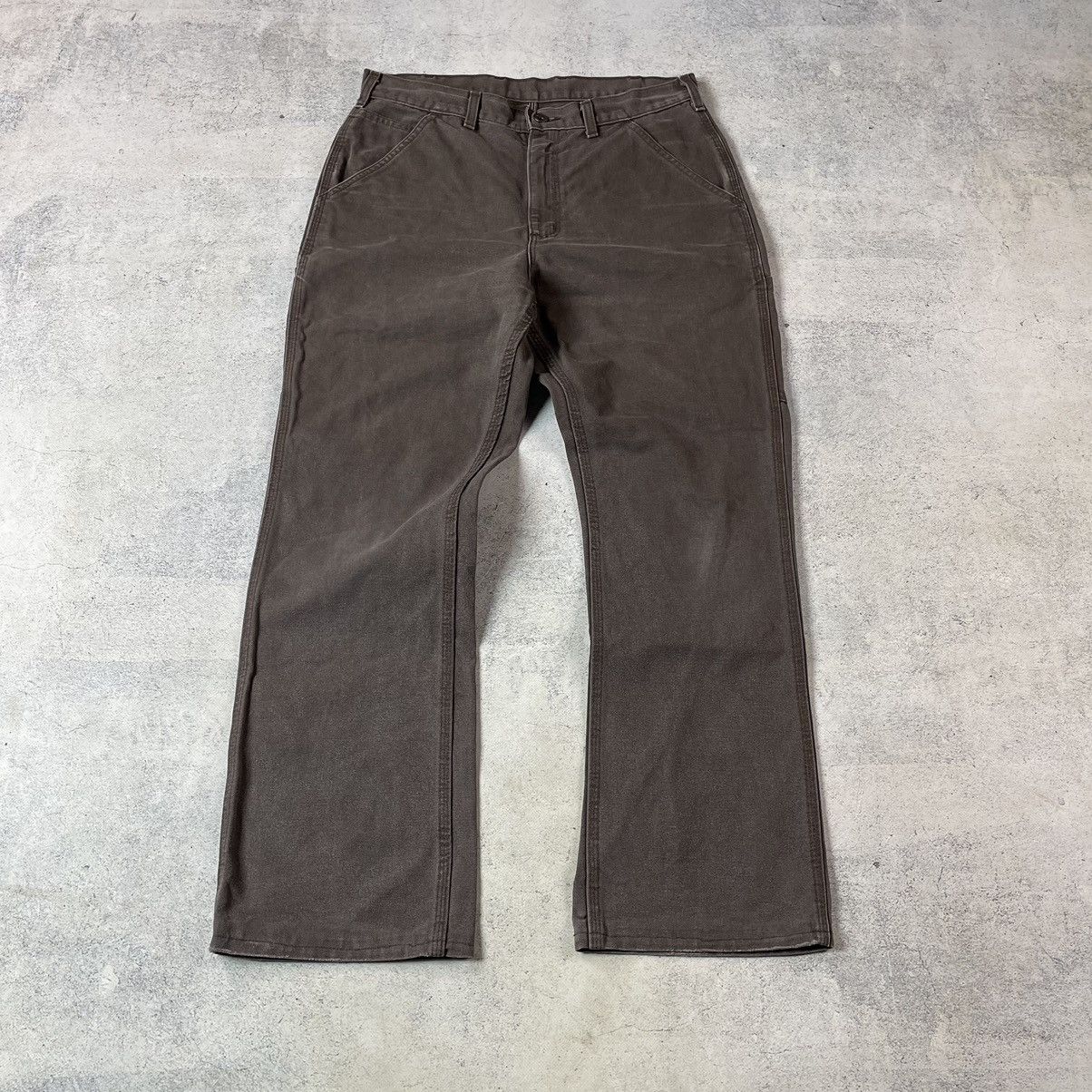 Carhartt × Vintage VTG CARHARTT BROWN CANVAS DOUBLE KNEE CARPENTER PANTS Size US 32 / EU 48 - 3 Thumbnail