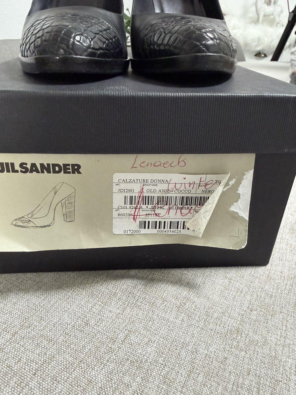 Jil Sander Jil Sander Black Leather Heels with Embossed Toe 38 Size Size US 8 / IT 38 - 5 Thumbnail