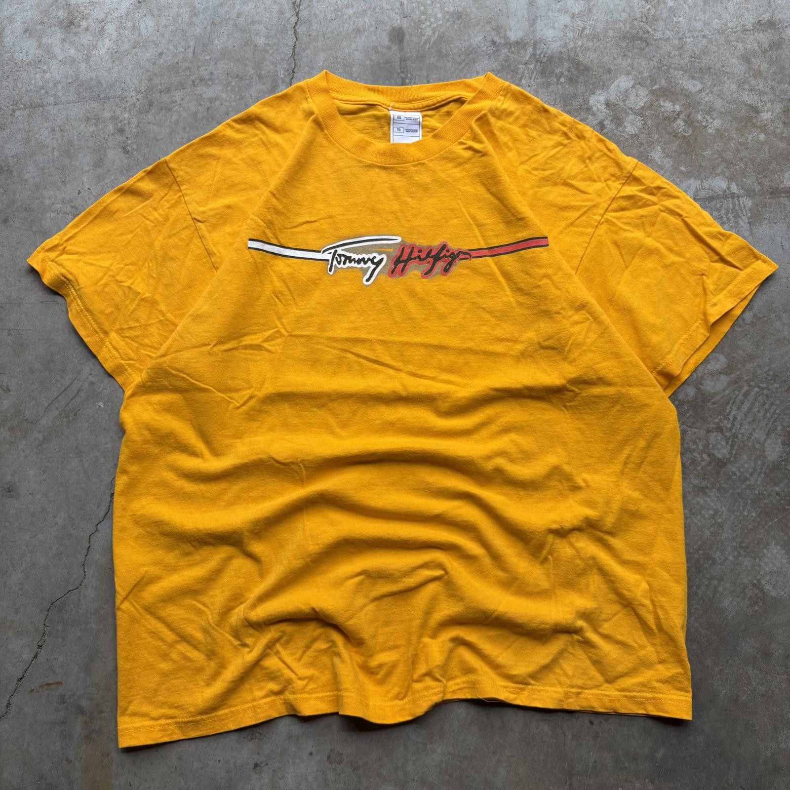 Tommy Hilfiger × Vintage Vintage 90s Y2K Tommy Hilfiger Golden Yellow Grunge Shirt Size US XL / EU 56 / 4 - 1 Thumbnail