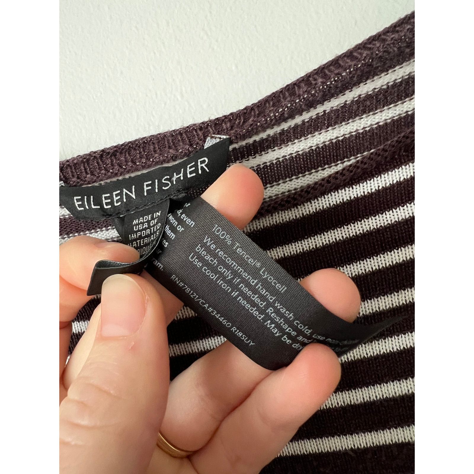 Eileen Fisher Eileen Fisher Bateau-Neck Brown White Stripe Sweater Sz M Size M / US 6-8 / IT 42-44 - 7 Thumbnail