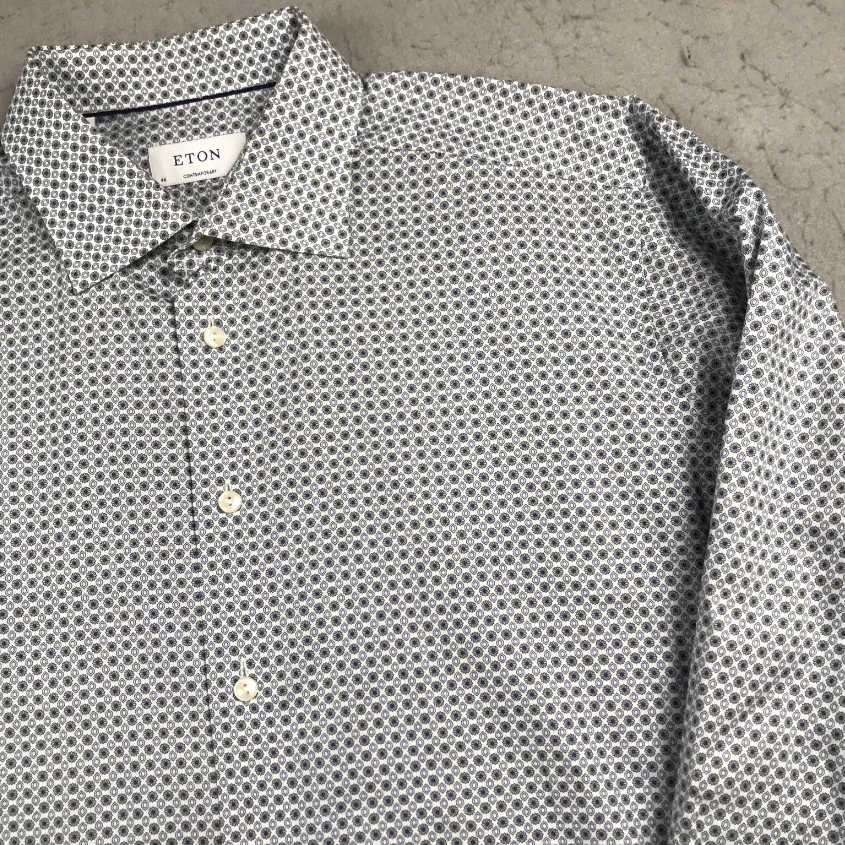 Eton Etón Shirt Mens 17.5 44 White Cotton Button Collared Dress Shirt Long Sleeve Regular Vintage No N/A Size US XXL / EU 58 / 5 - 3 Thumbnail