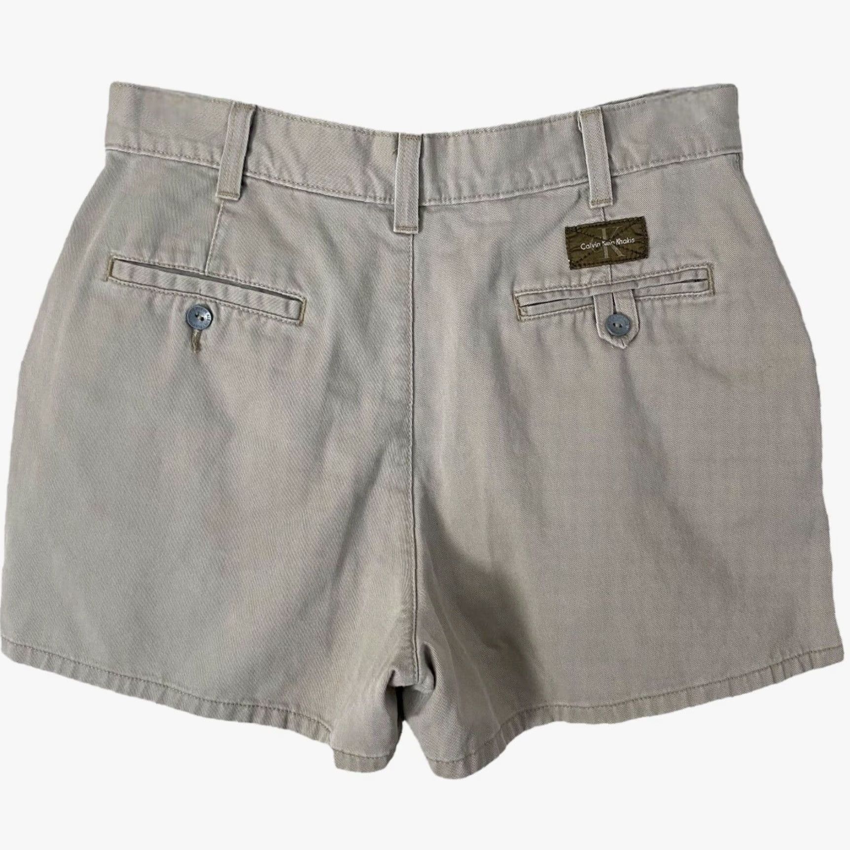 Calvin Klein VINTAGE Calvin Klein Khaki Chino Shorts Tan Womens Size 7 High-Waist Classic USA Chino Shorts 90s Women's Calv in USA Size 28" / US 6 / IT 42 - 4 Thumbnail