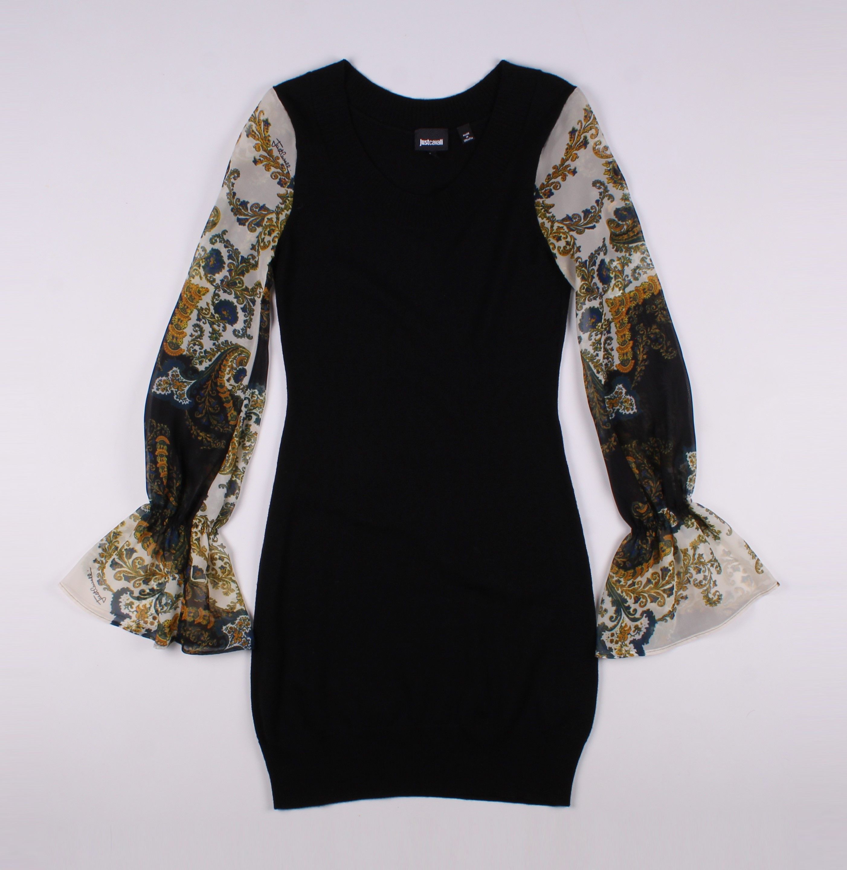Just Cavalli Just Cavalli Stunning Wool Dress with Mesh Sleeves Size XS / US 0-2 / IT 36-38 - 4 Thumbnail