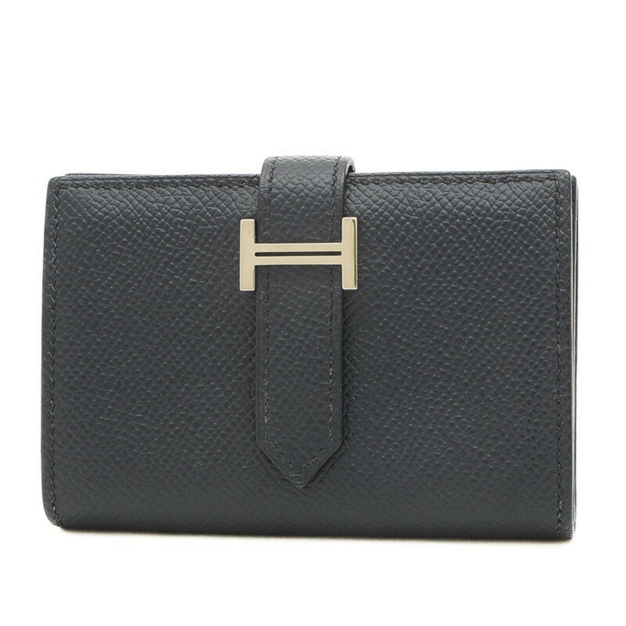 image of Hermes Bearn Bi-Fold Wallet Epson Blue Indigo Y Stamp, Women's