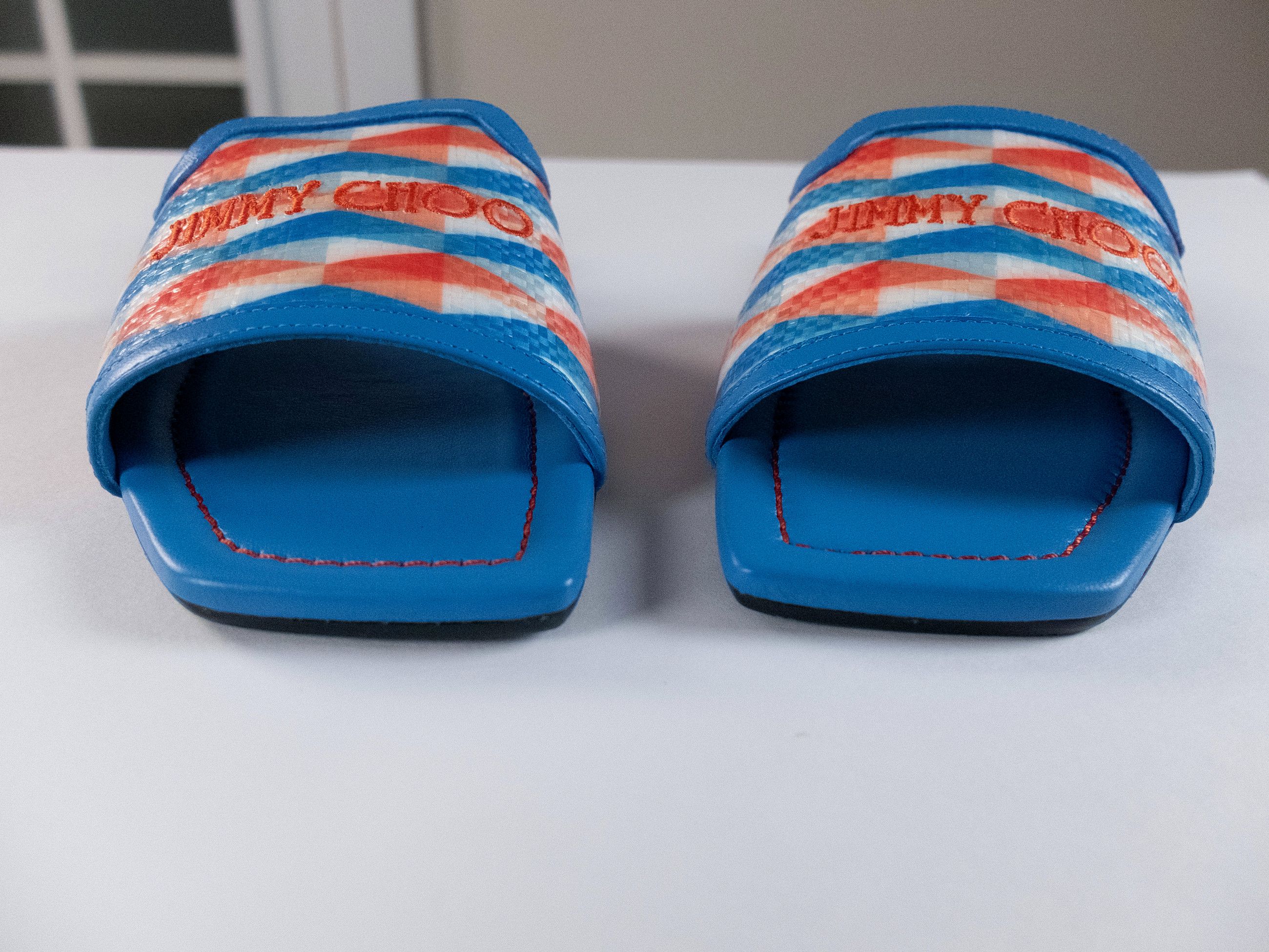 Jimmy Choo JIMMY CHOO Nako Flat blue logo embroidered leather flats 38 Size US 8 / IT 38 - 9 Thumbnail