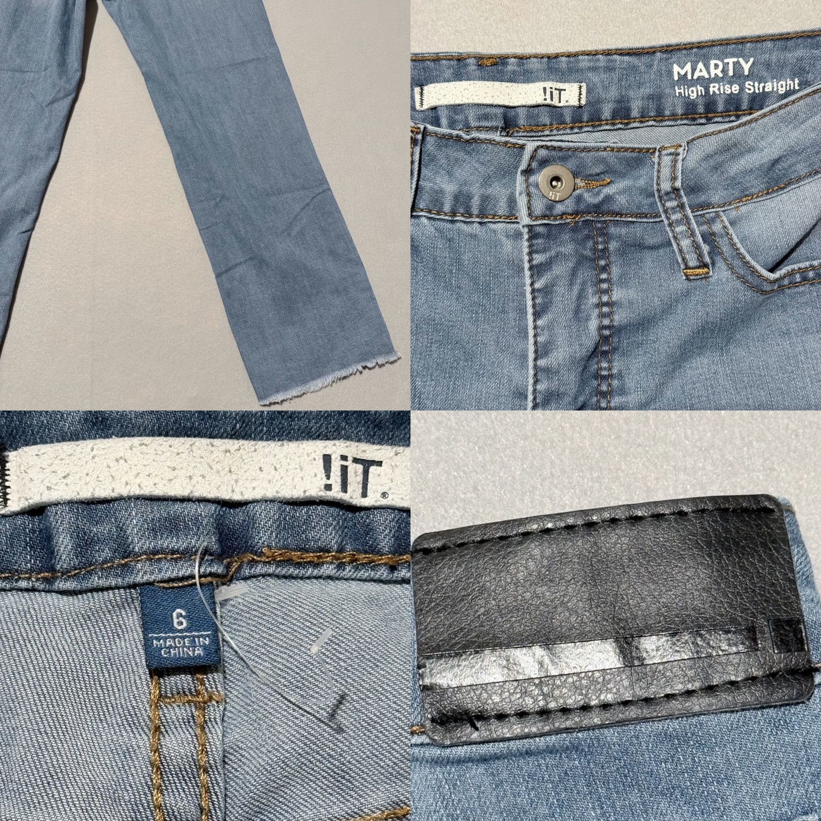 Denime !iT. Marty High-Rise Straight Jeans Women's Blue Denim Zip-Fly Frayed - 6 Size 28" / US 6 / IT 42 - 8 Thumbnail