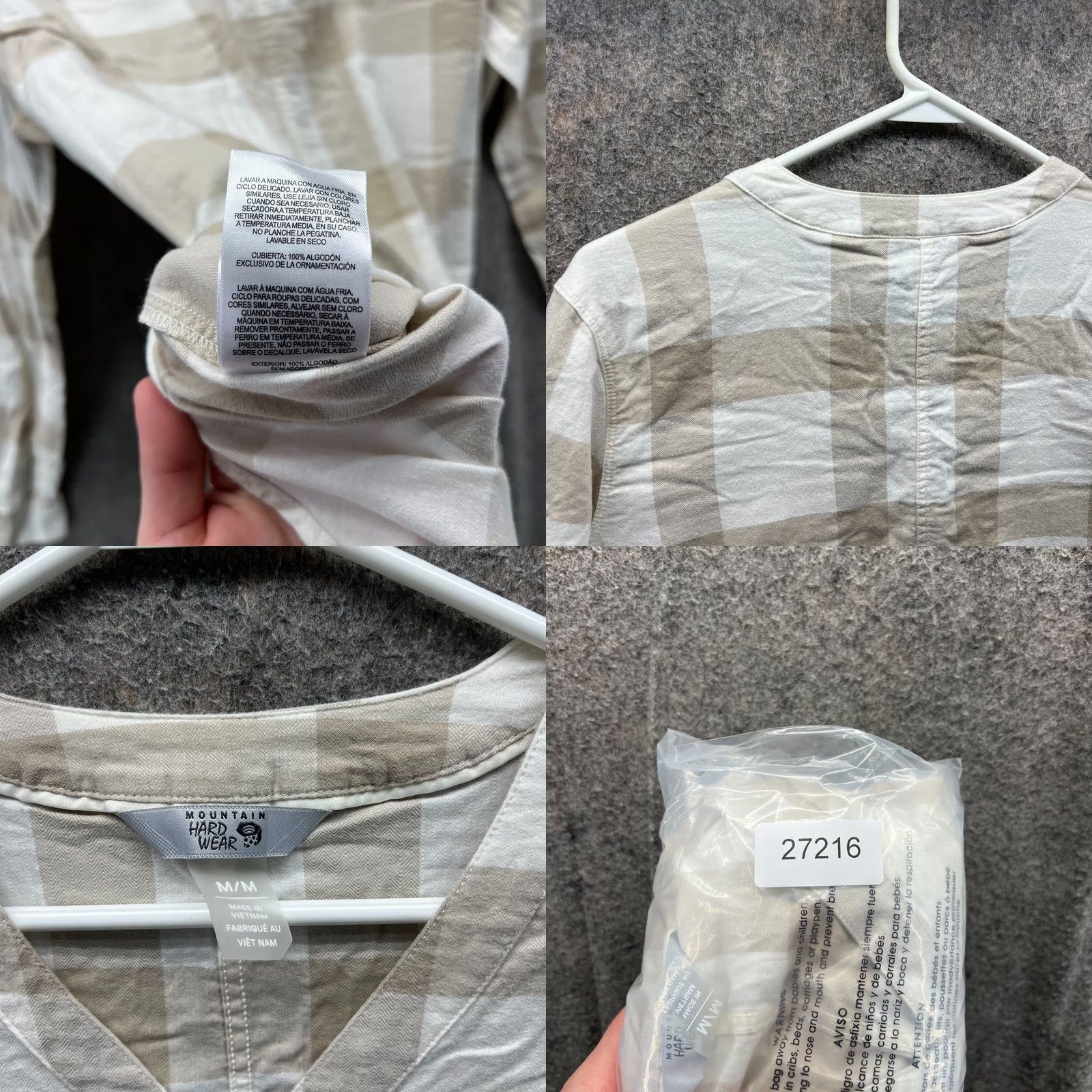 Mountain Hardwear VINTAGE Mountain Hardwear Shirt Womens Medium Beige White Button Down Check Outdoors Size M / US 6-8 / IT 42-44 - 8 Thumbnail
