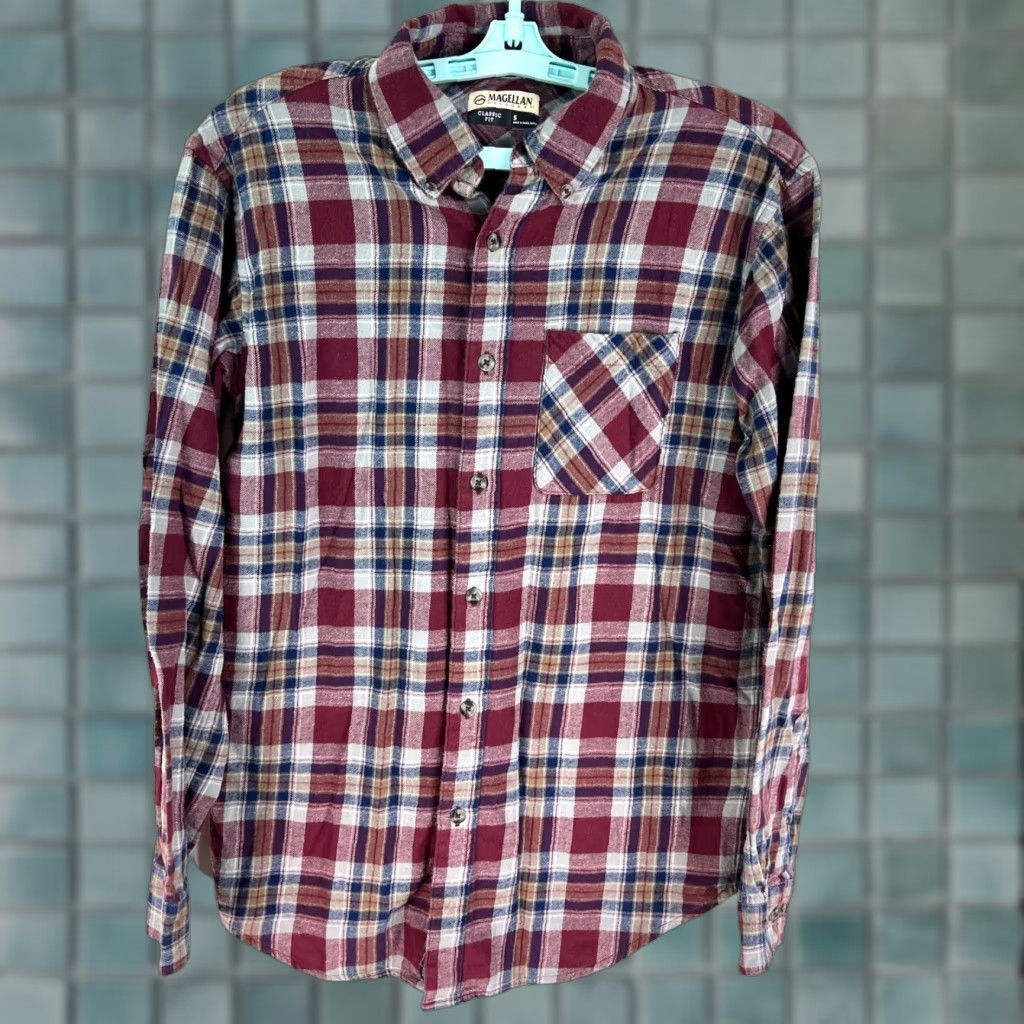 Vintage Magellan Plaid Flannel Button-Down Shirt Mens Size Small Maroon Casual Outdoor Size US S / EU 44-46 / 1 - 1 Thumbnail