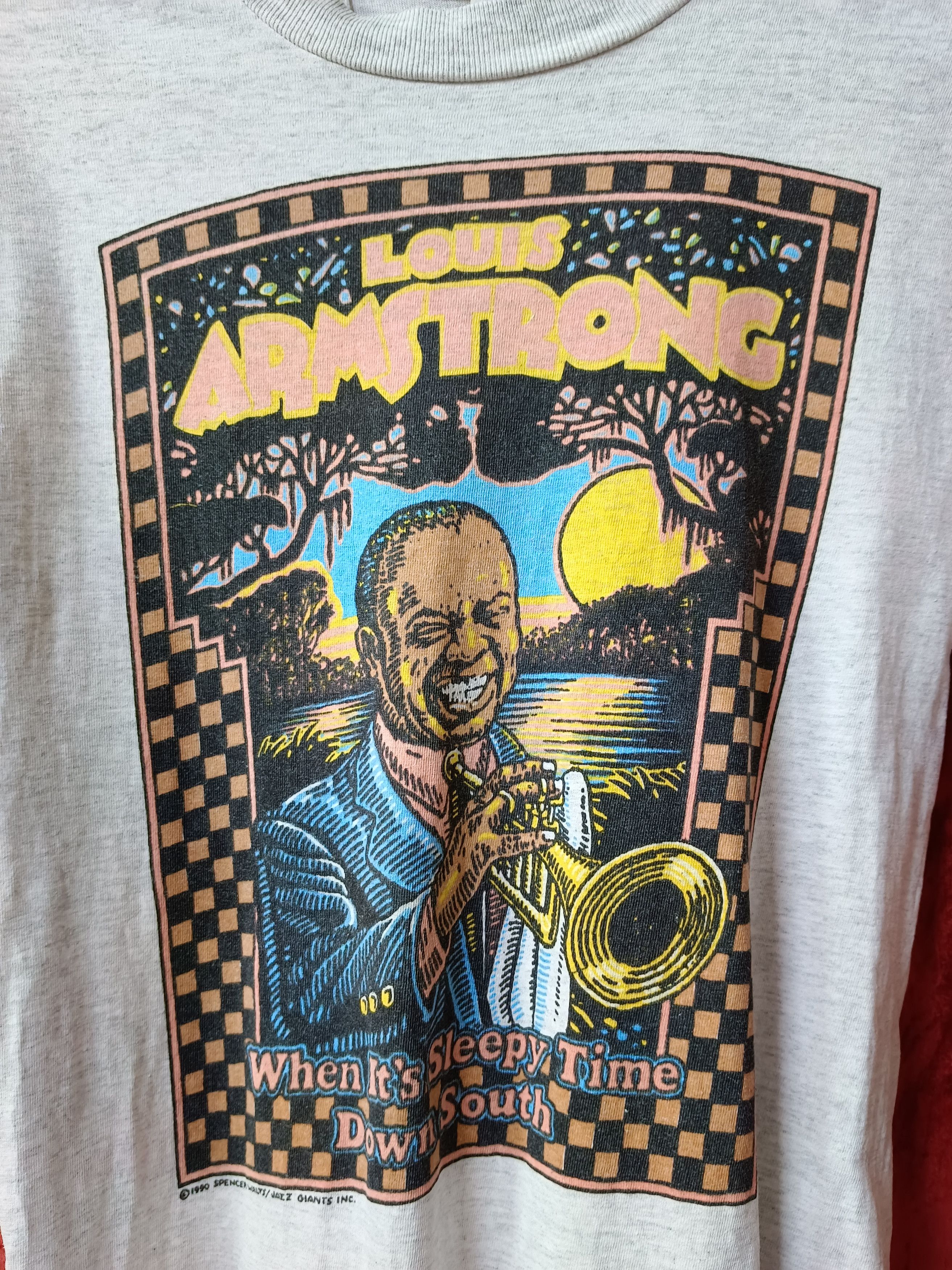 Band Tees 90s Louis Armstrong Jazz Checker Art Design Size US M / EU 48-50 / 2 - 8 Thumbnail