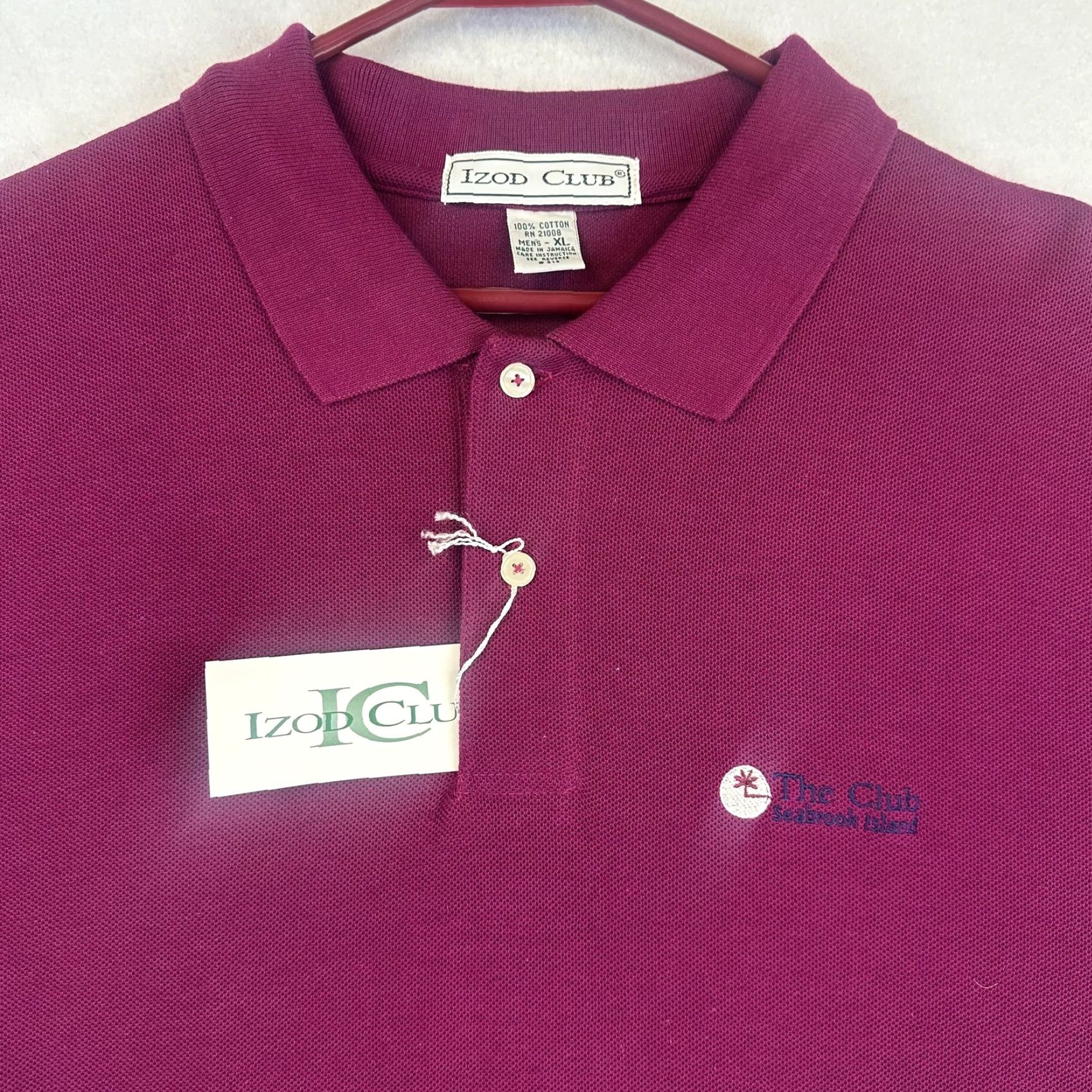 Izod VINTAGE Izod Club Polo Shirt Mens XL Burgundy The Club Seabrook Island Embroidered Golf Size US XL / EU 56 / 4 - 4 Thumbnail