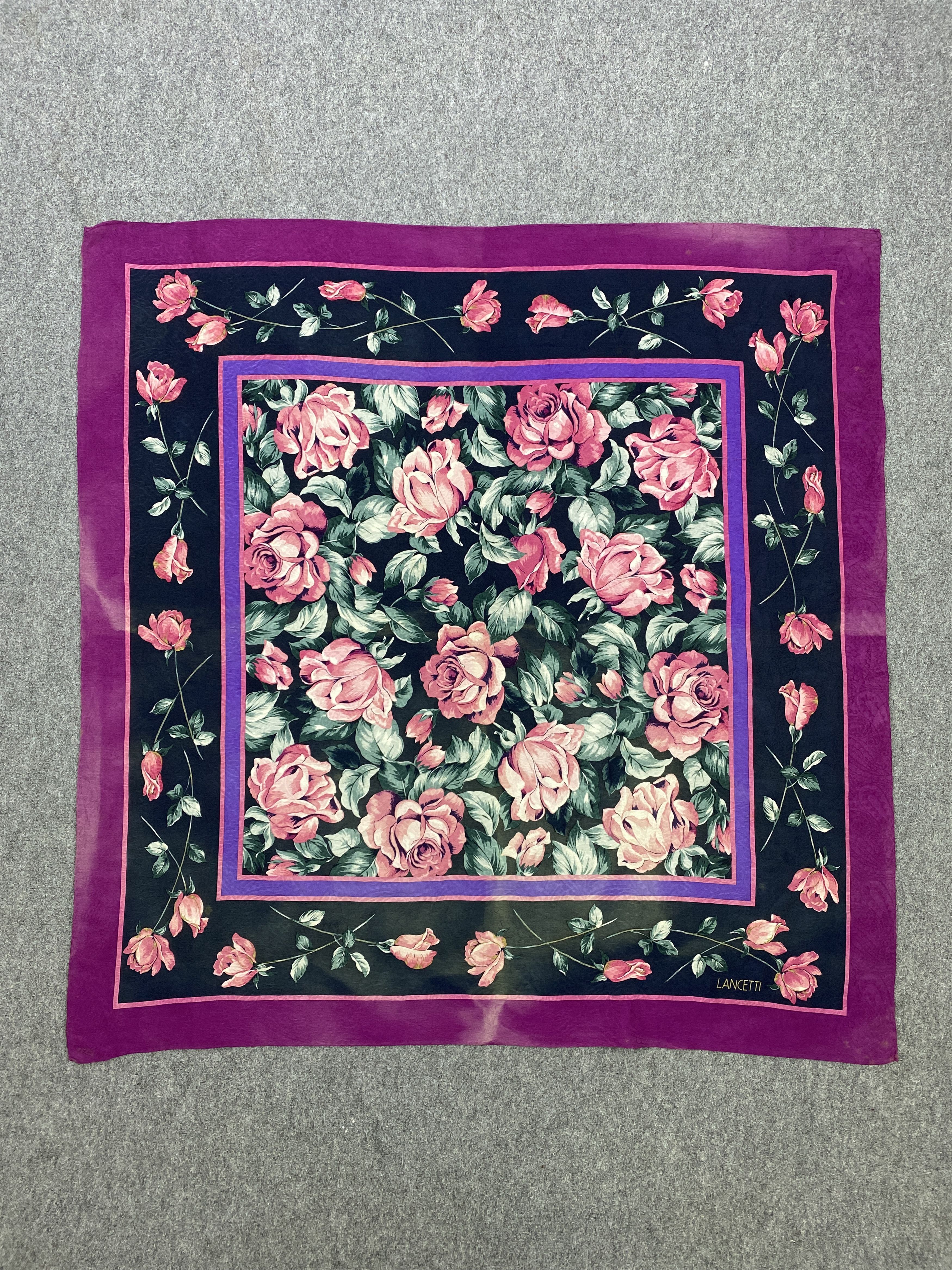 Lui di Lancetti Vintage 80s Lancetti Floral Silk Scarf SN0097 Size ONE SIZE - 3 Thumbnail