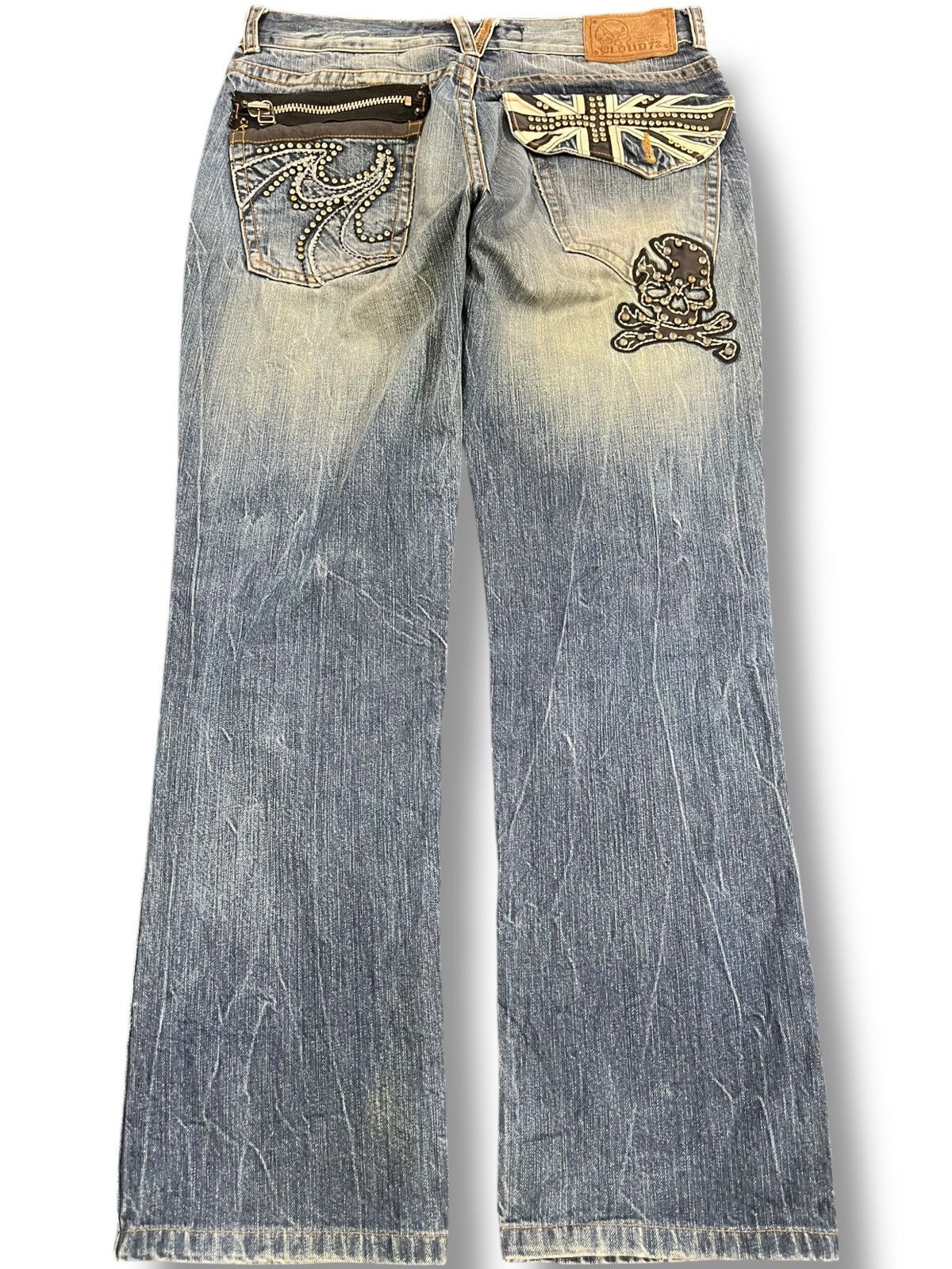 POST ARCHIVE FACTION (PAF) Vintage Clouds72 Studded Skull Patches Denim Size US 33 - 1 Thumbnail